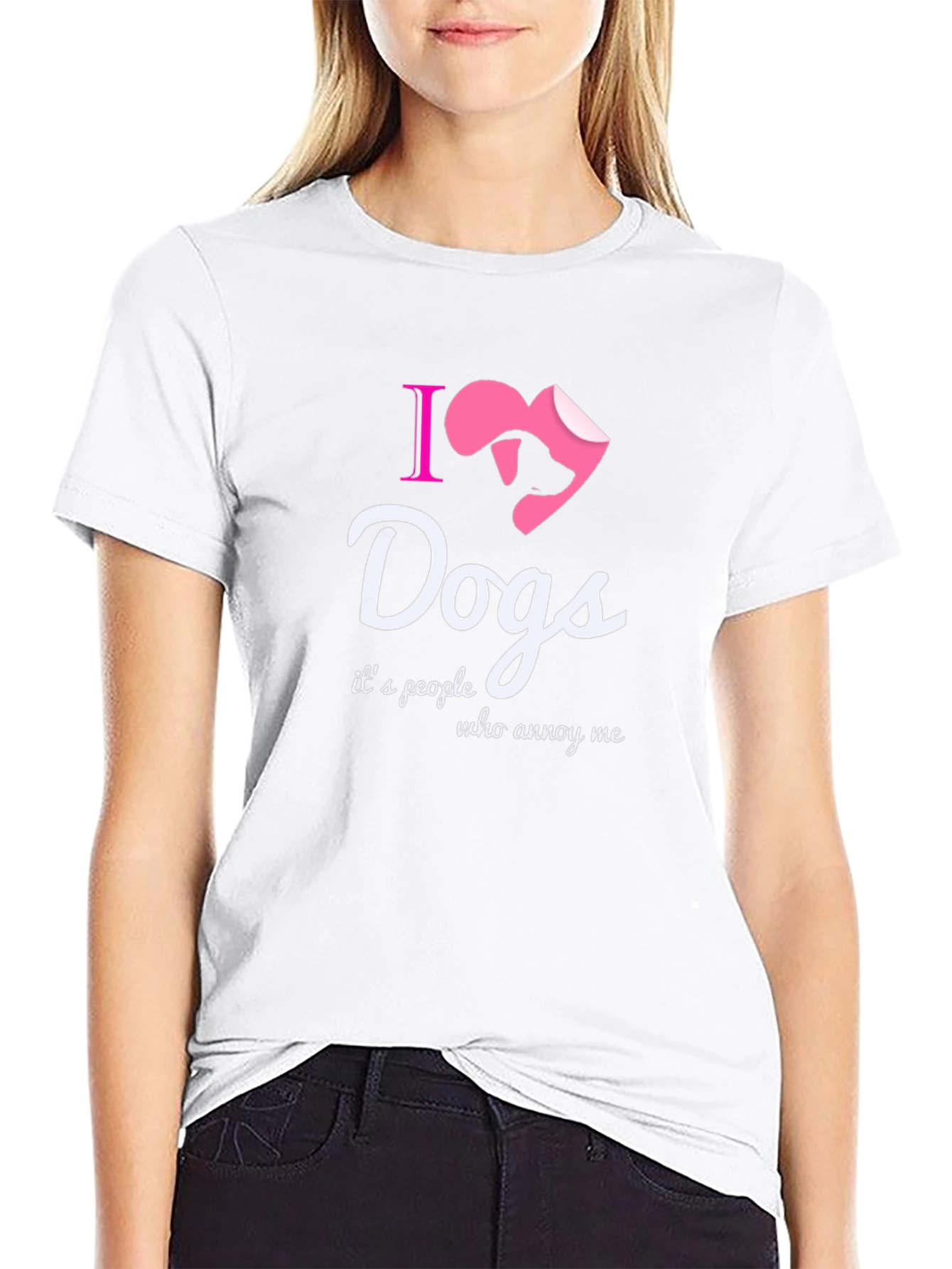 Black I Love Dogs T-Shirt - Novelty Graphic Tee view 9