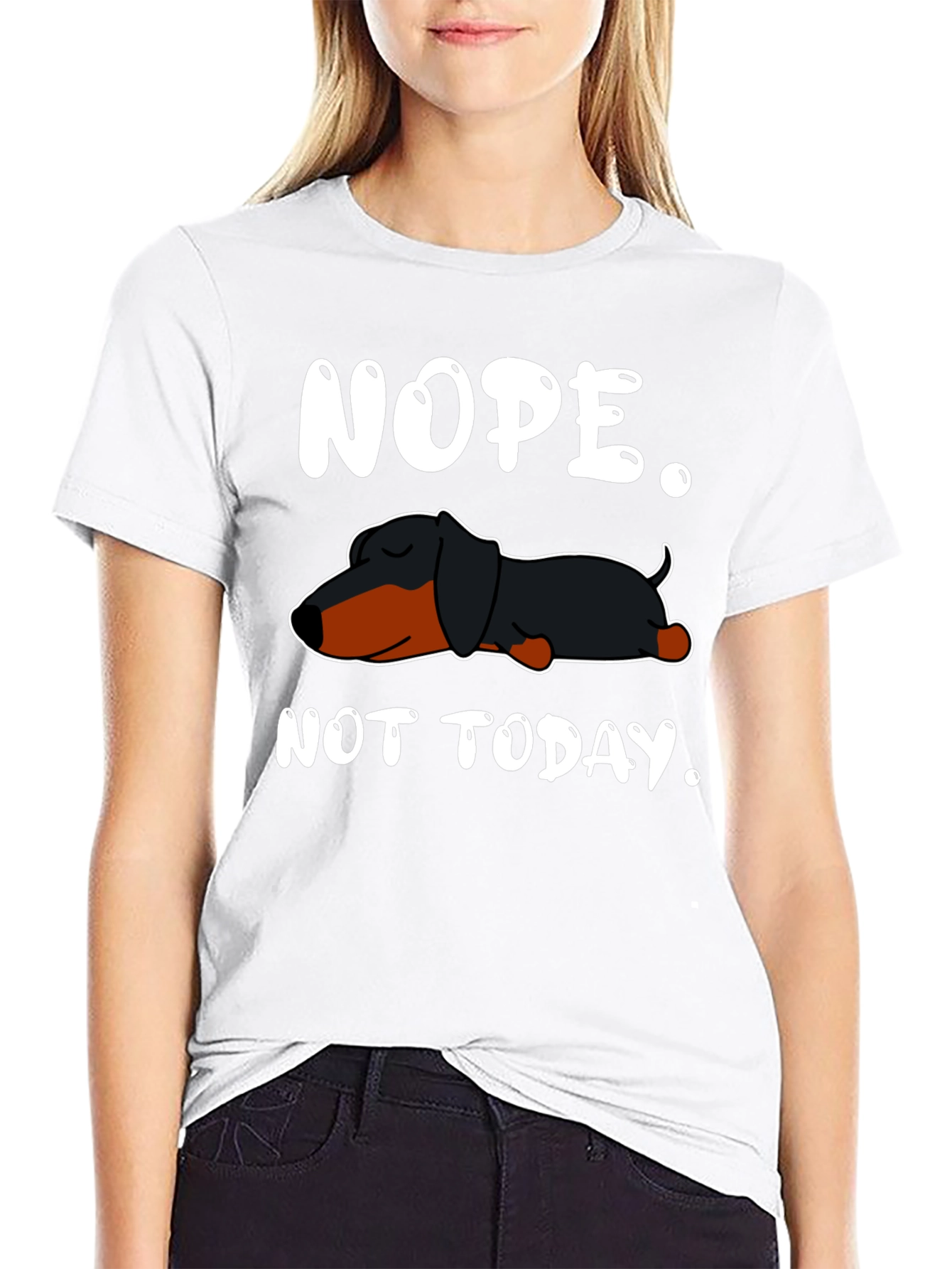 Black Nope. Not Today. Dachshund T-Shirt view 9