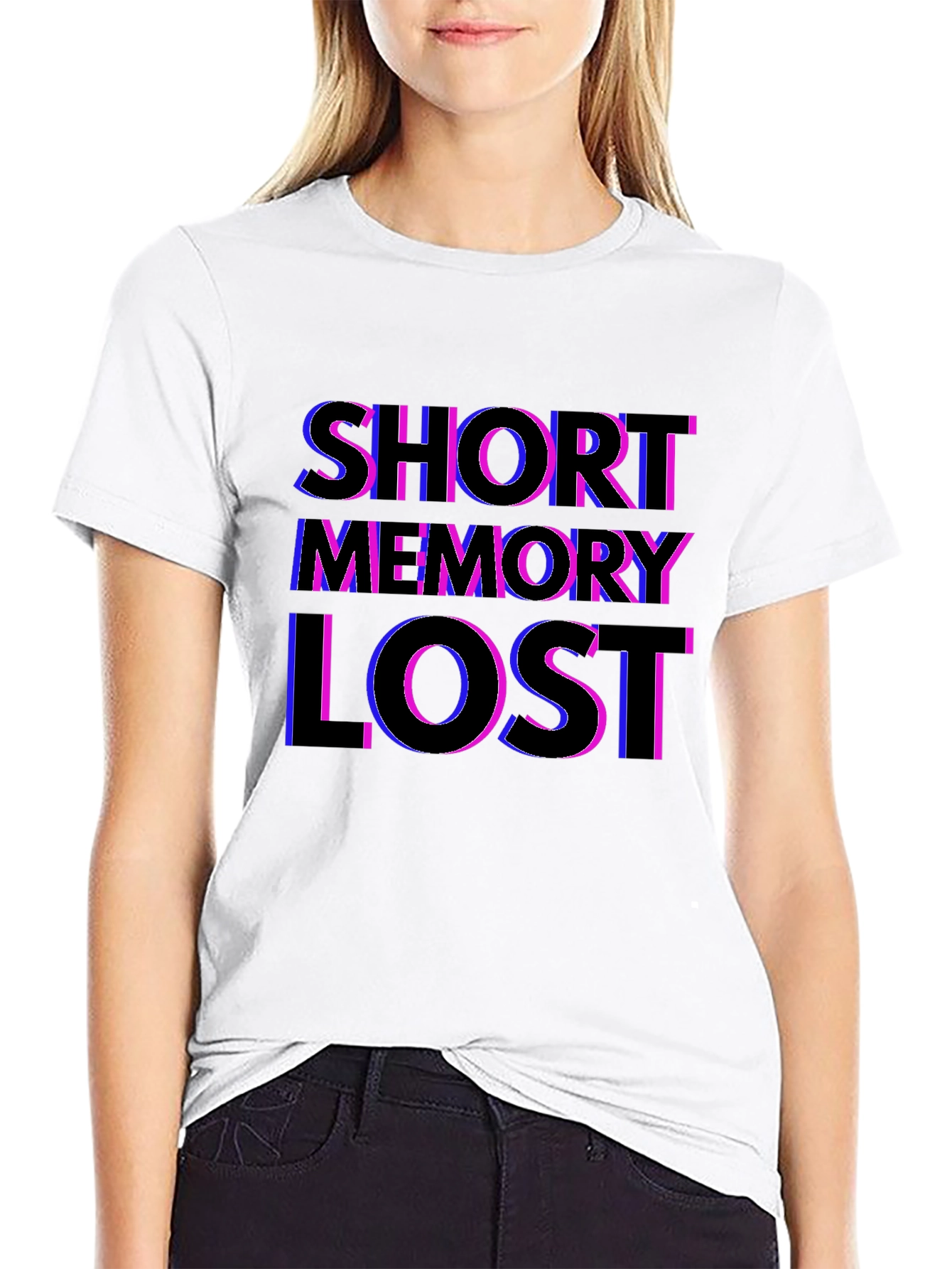 Black Short Memory Lost Funny Slogan Tee view 9