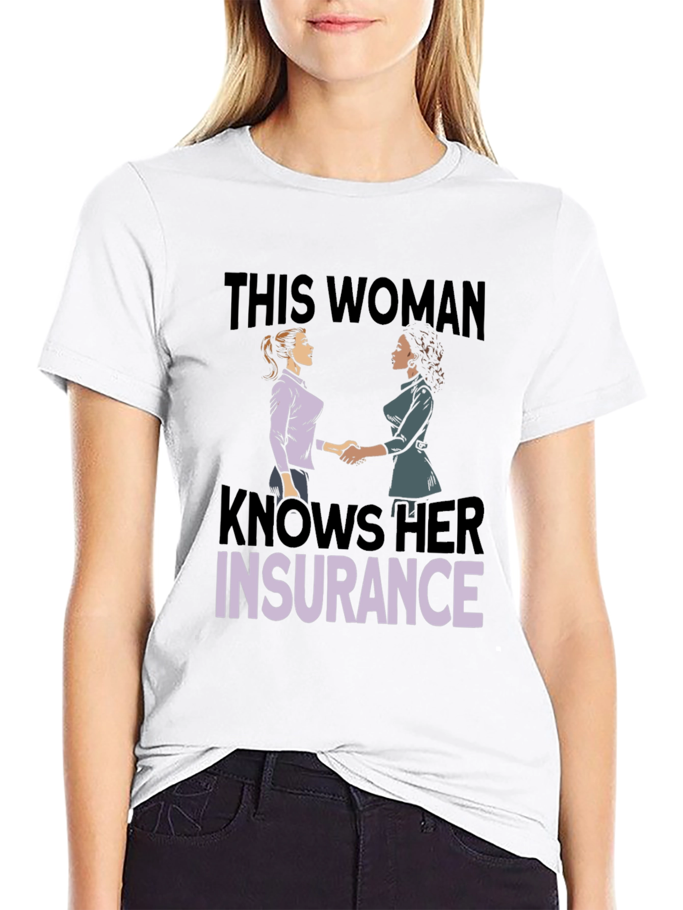 Black Knows Her Insurance T-Shirt view 9