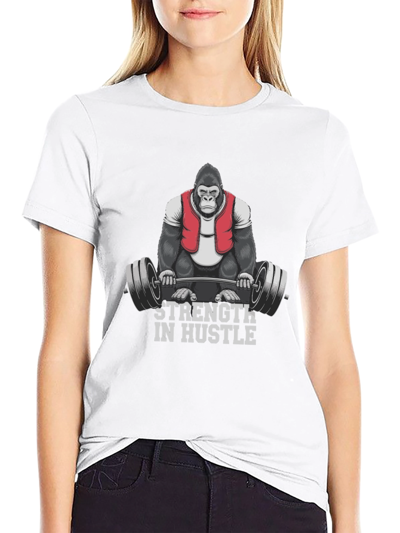 Black Strength in Hustle Gorilla Gym T-Shirt view 9