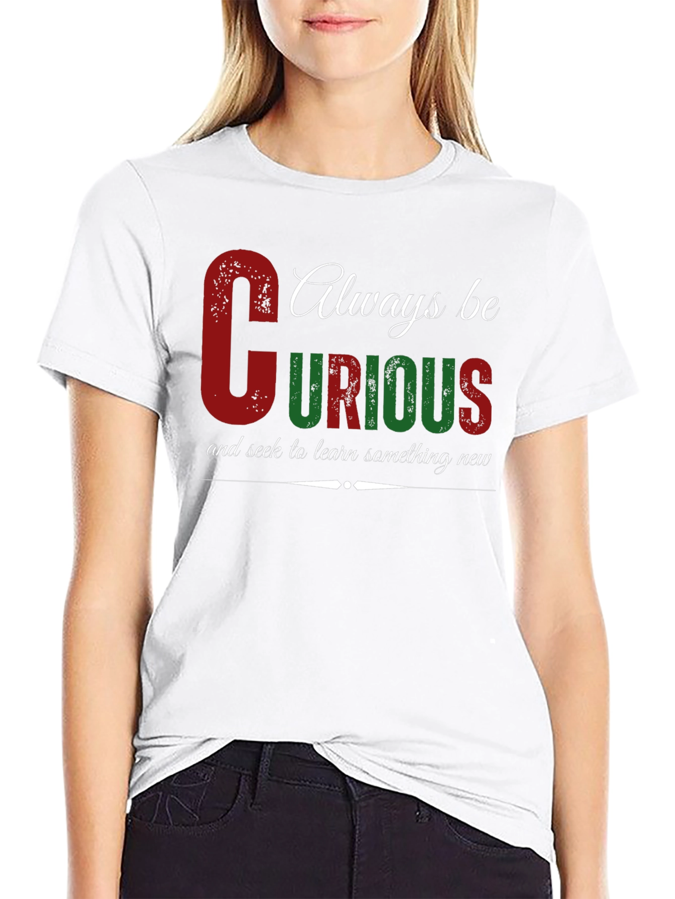 Black Always Be Curious Graphic Tee view 9