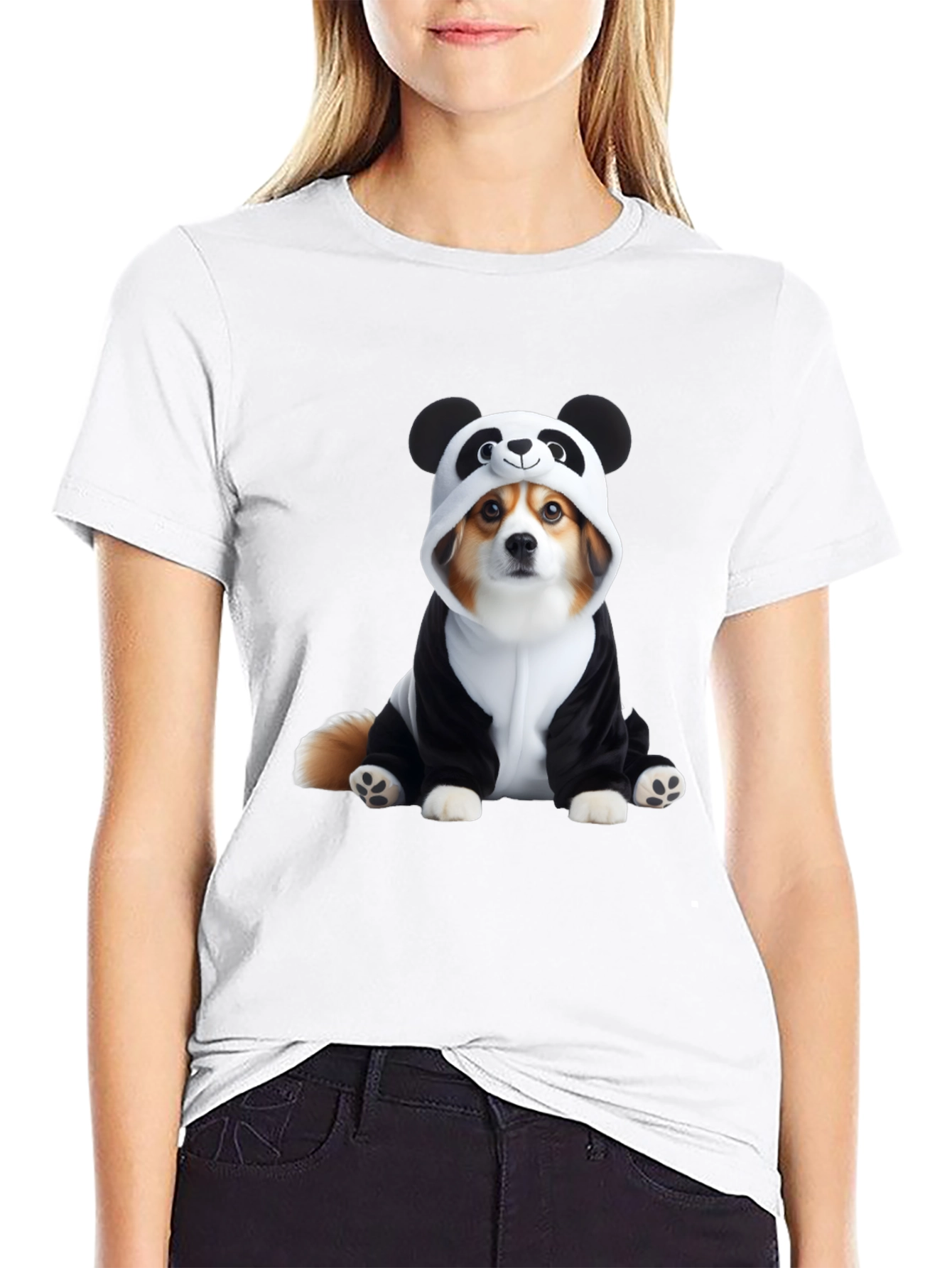 Black Dog Panda Costume T-Shirt view 9