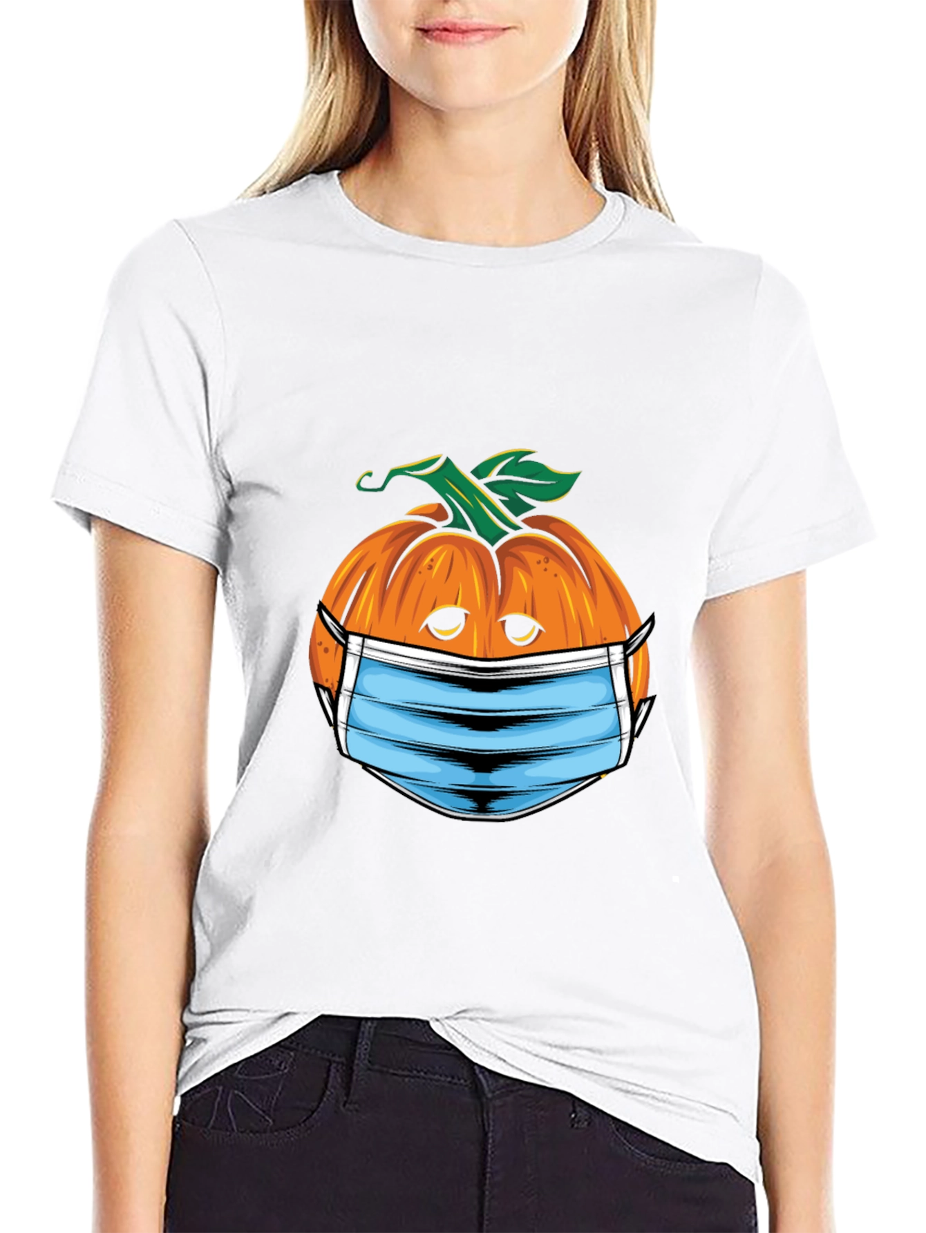 Black Masked Pumpkin Graphic Tee - Halloween Ready! view 9