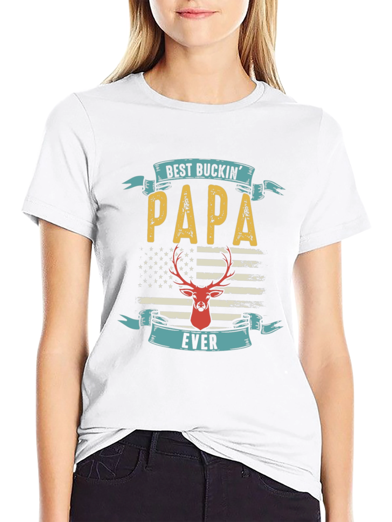 Black Best Buckin' Papa T-Shirt - Deer Hunter Father's Day Tee view 9