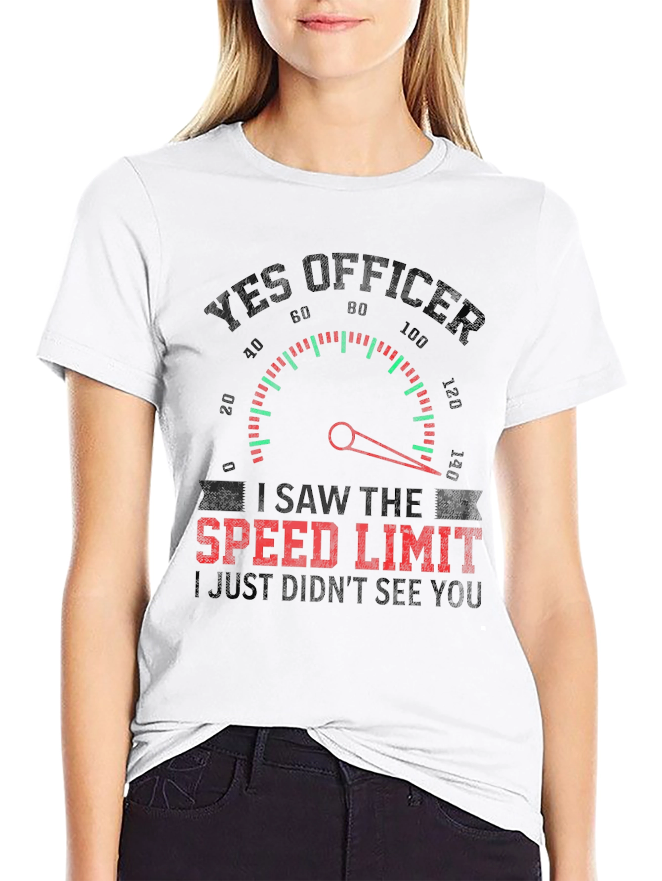 Black Yes Officer Funny Speed Limit T-Shirt view 9