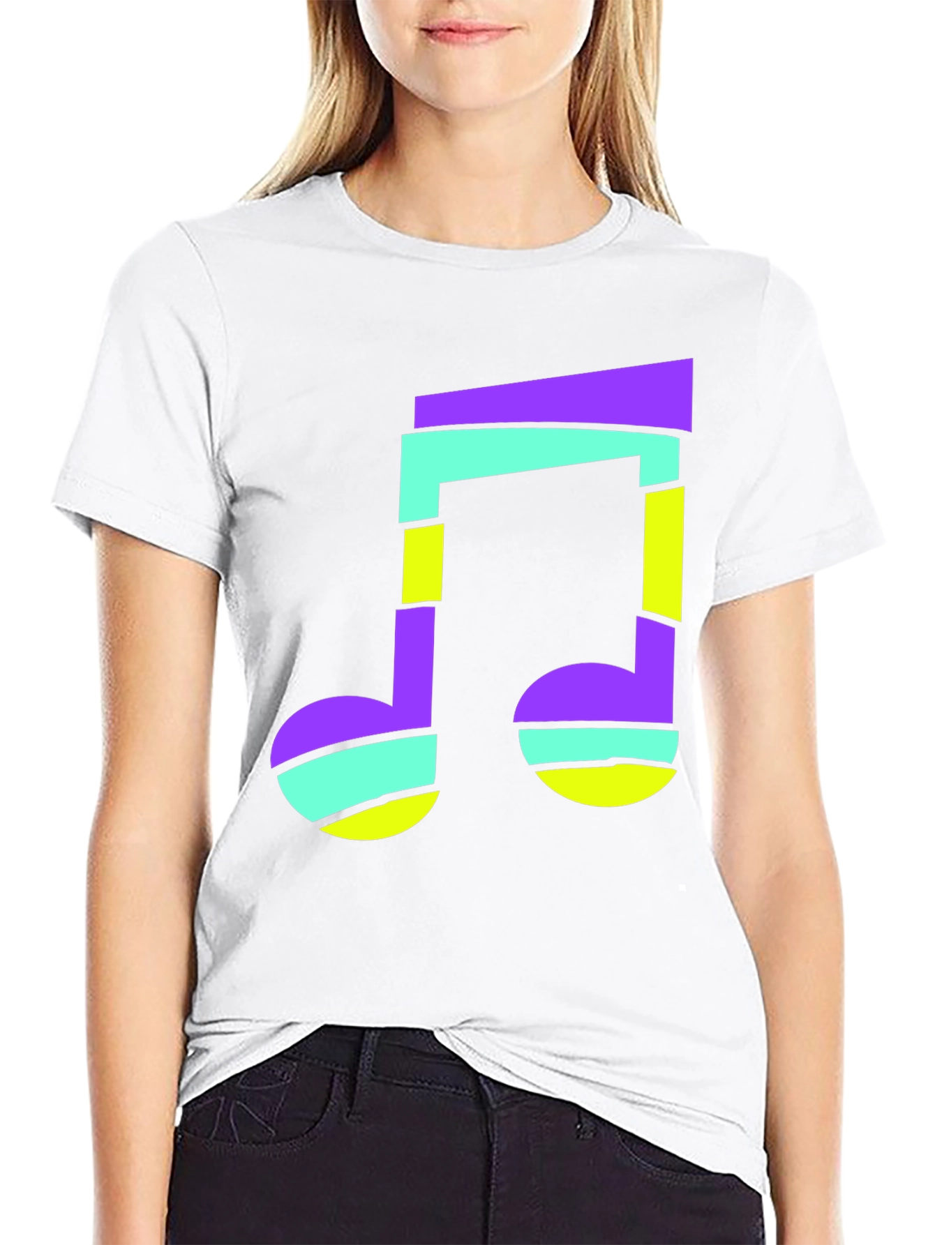 Black Funky Music Note Black T-Shirt view 9