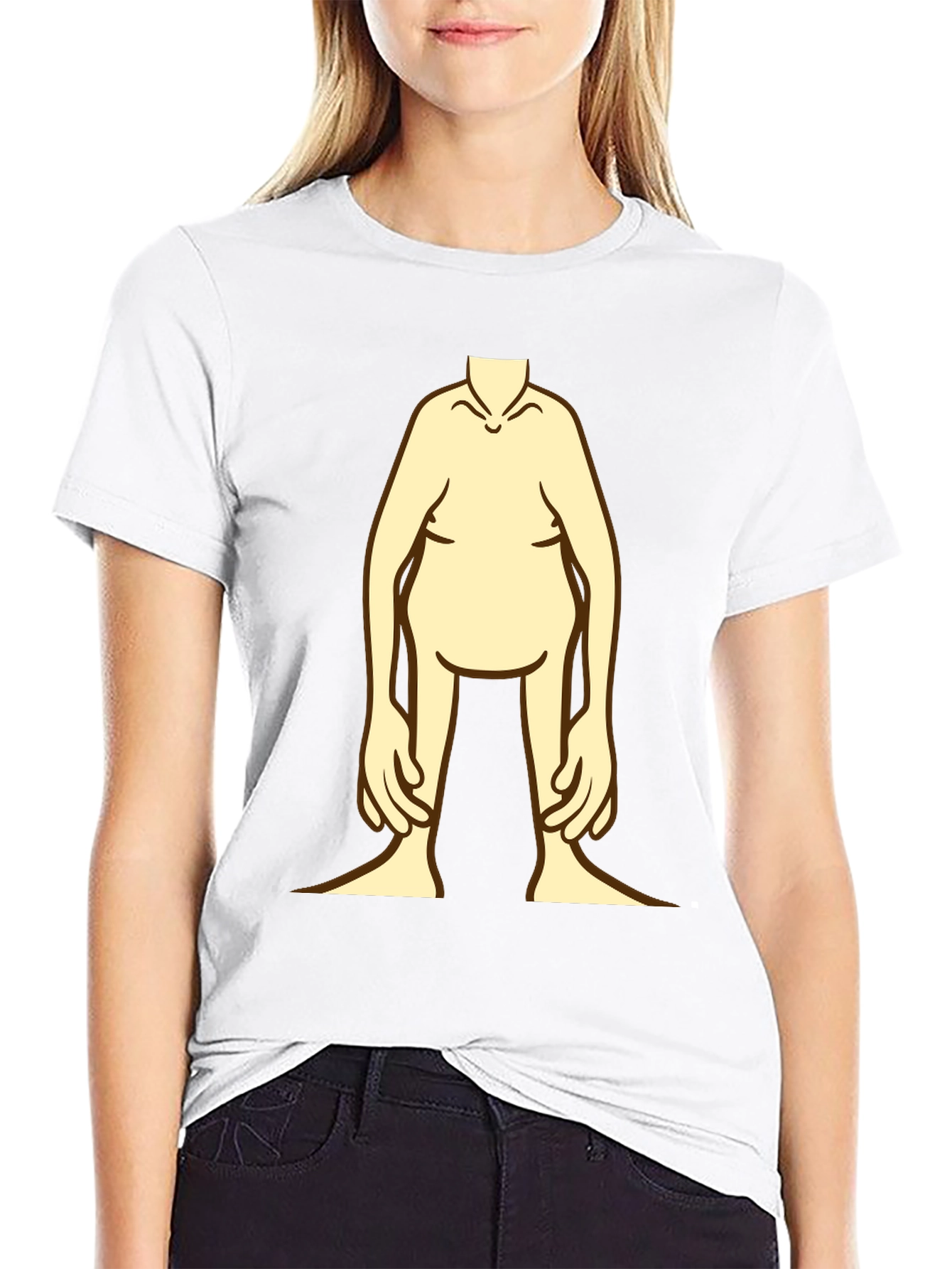 Black Funny Cartoon Body Black T-Shirt view 9