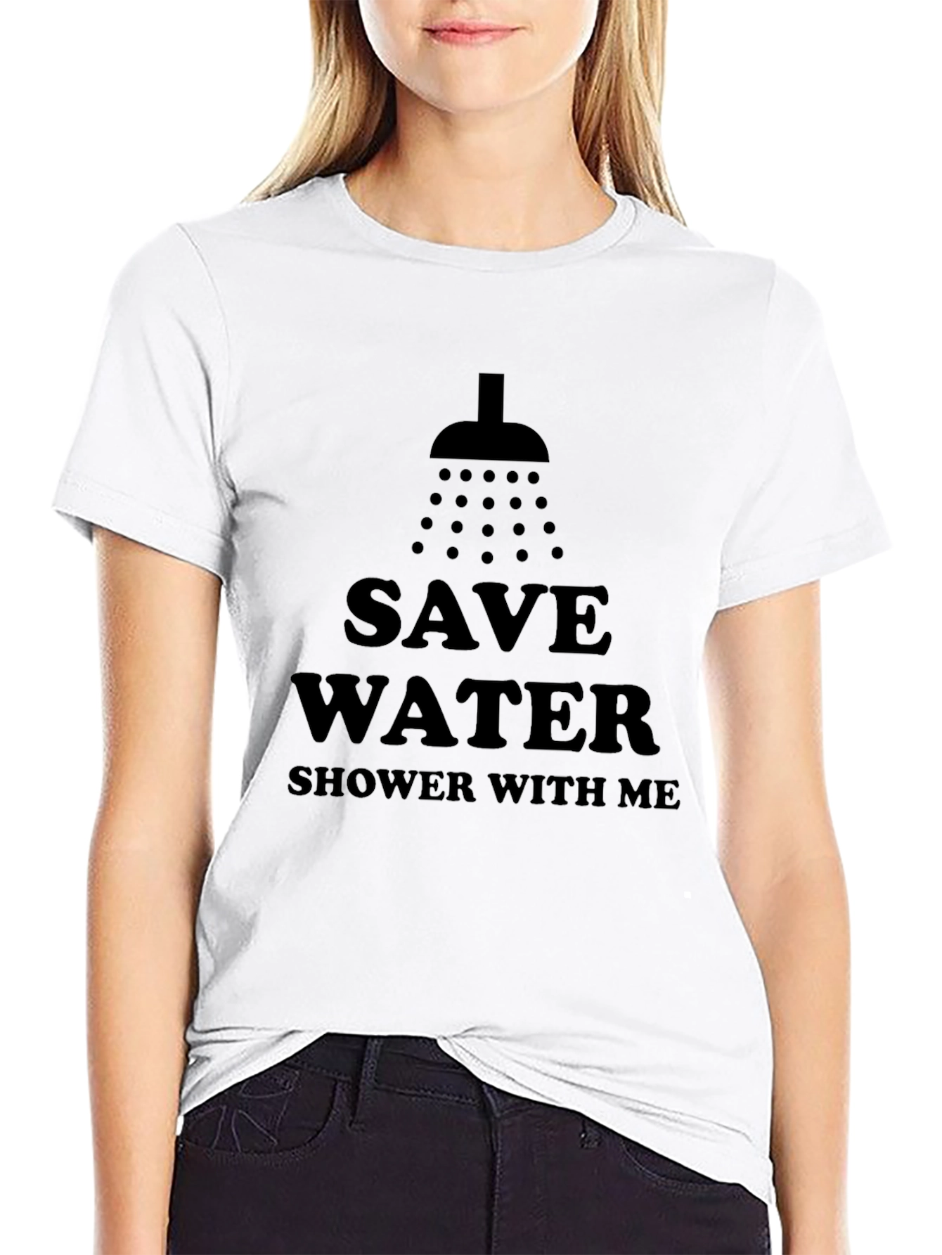 Black Save Water Shower With Me T-Shirt view 9