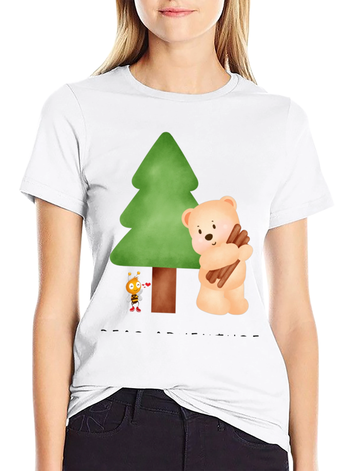 Black Cute Cartoon Nature Tee view 9