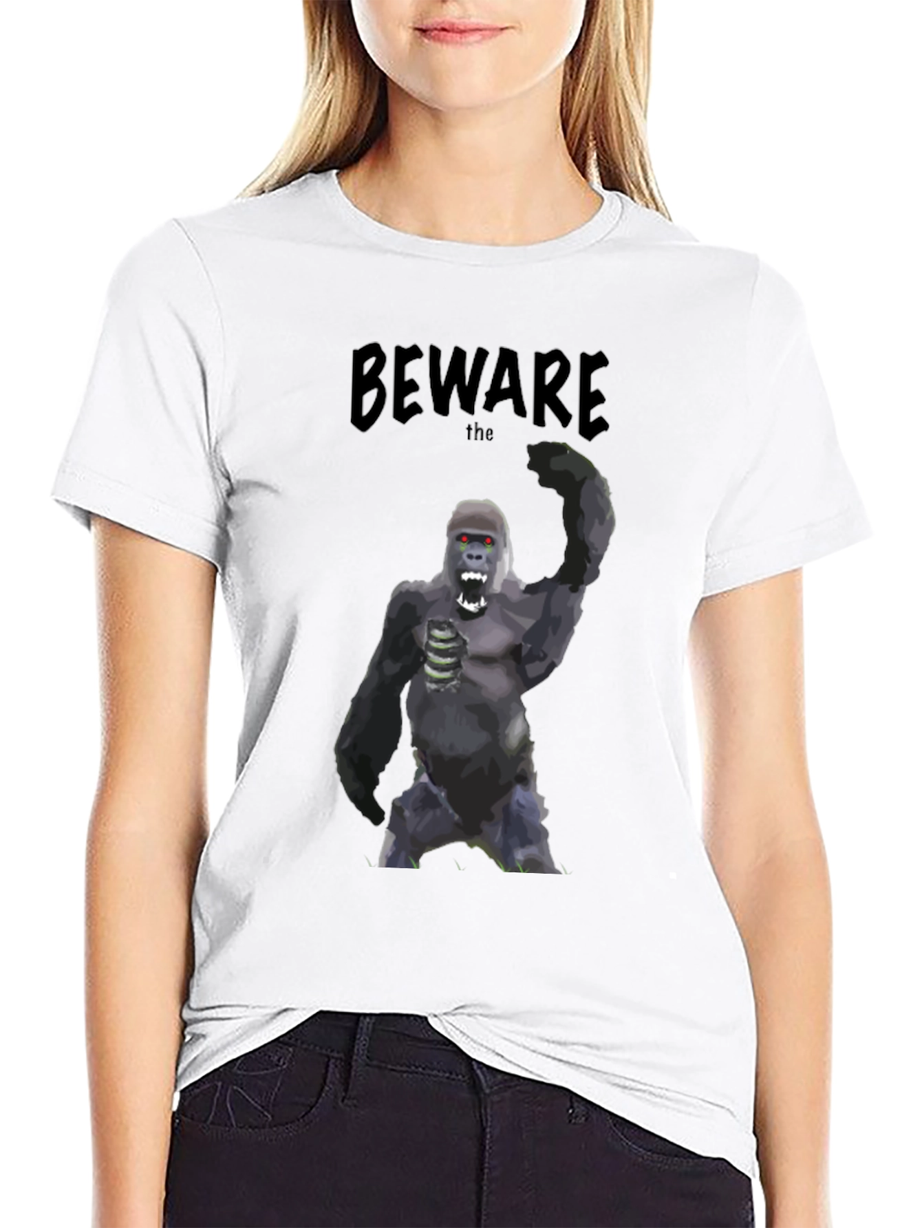 Black Beware the Gorilla T-Shirt - Graphic Tee view 9