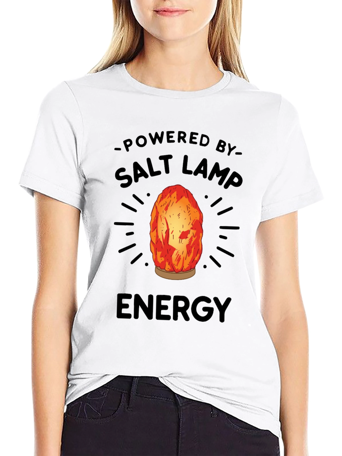 Black Powered By Salt Lamp Energy Graphic Tee view 9