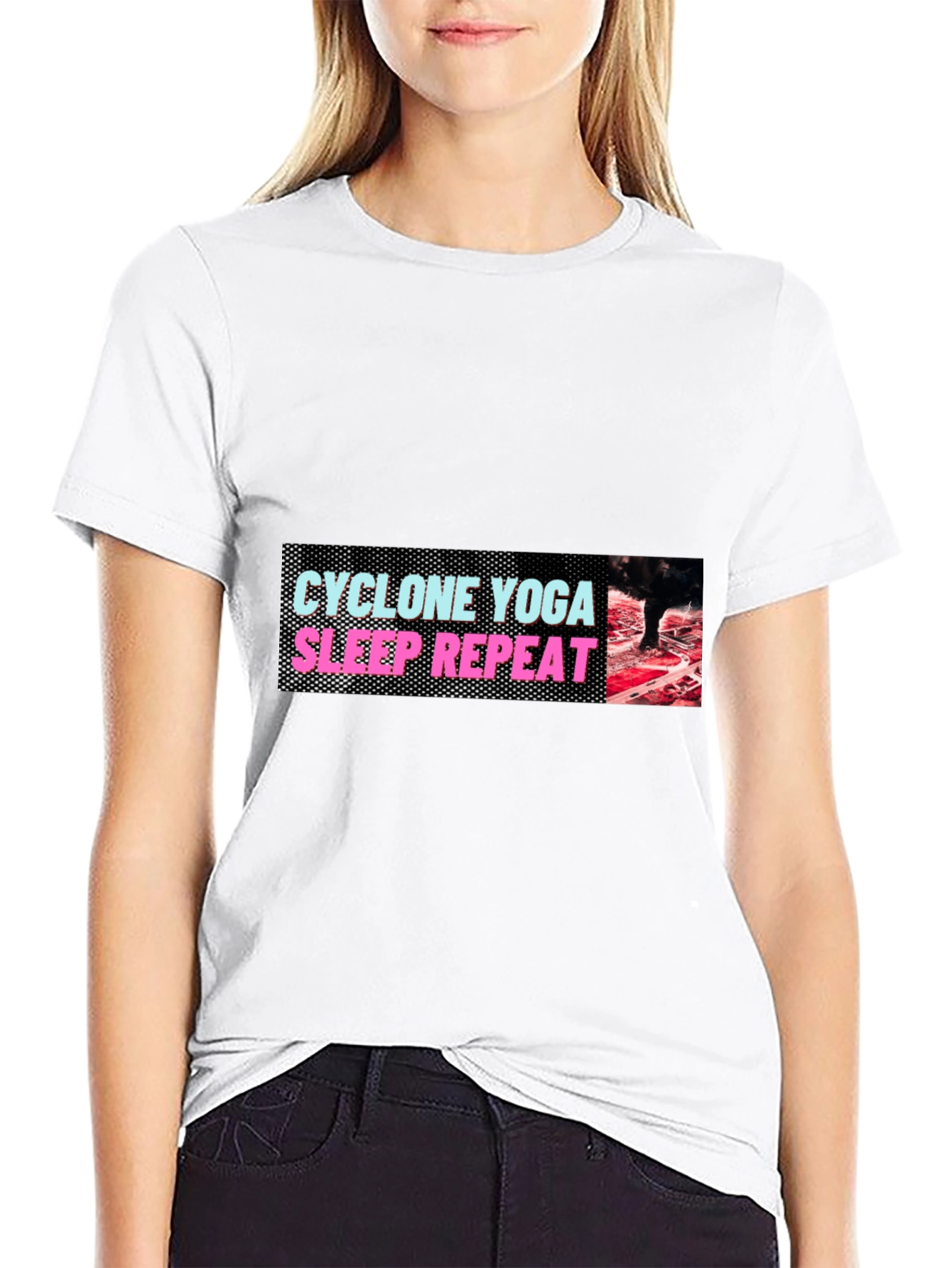 Black Men's 'Cyclone Yoga Sleep Repeat' Graphic Tee view 9