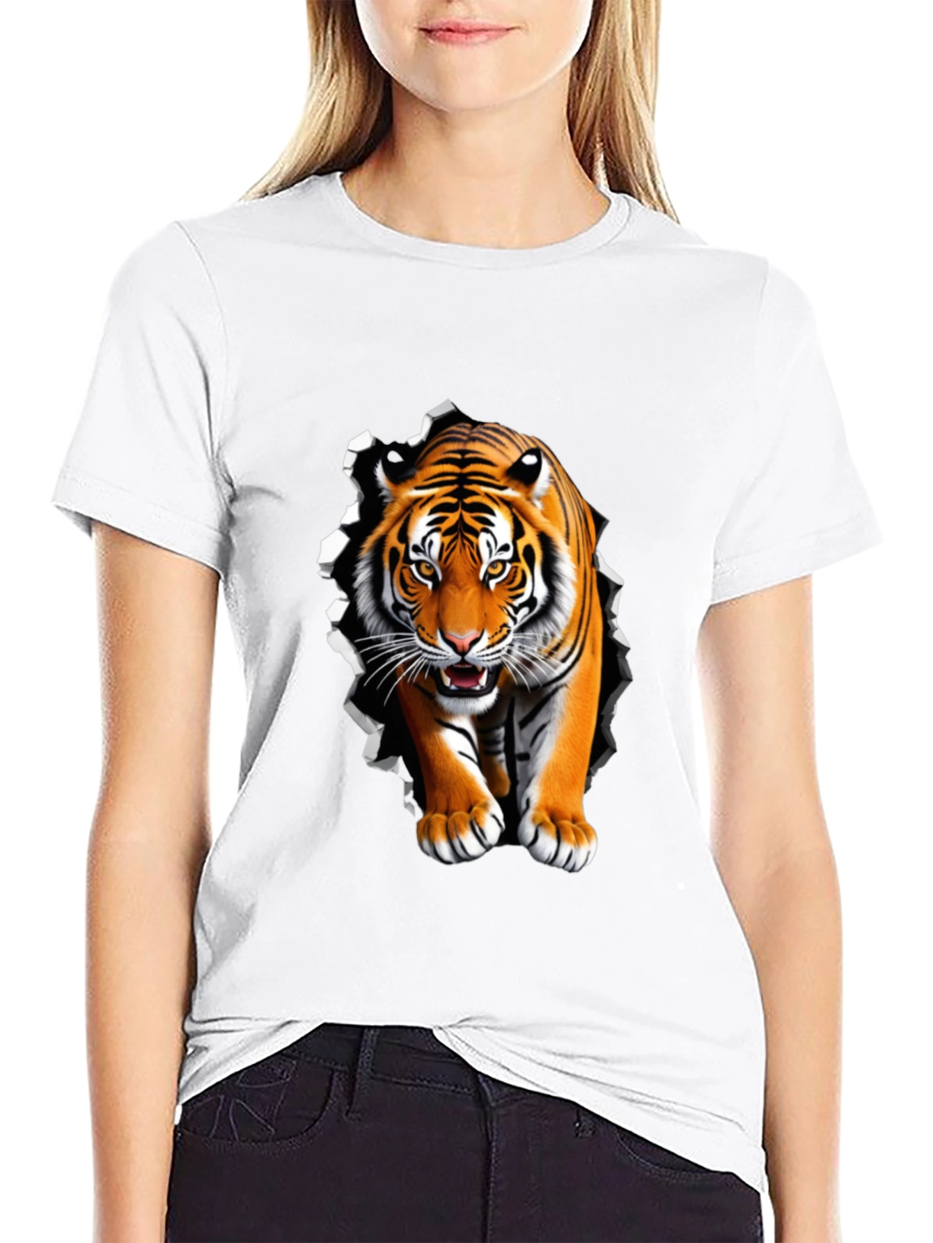 Black Tiger Graphic Black Tee - Bold Animal Print view 9
