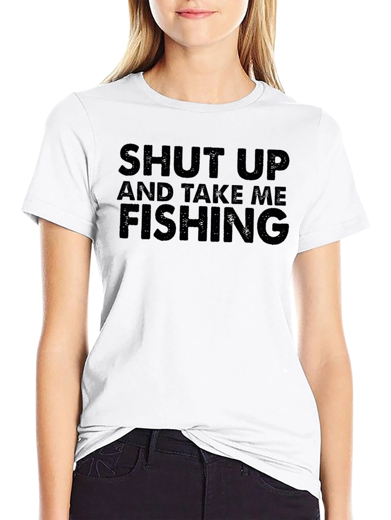 Black Shut Up And Take Me Fishing Black T-Shirt view 9