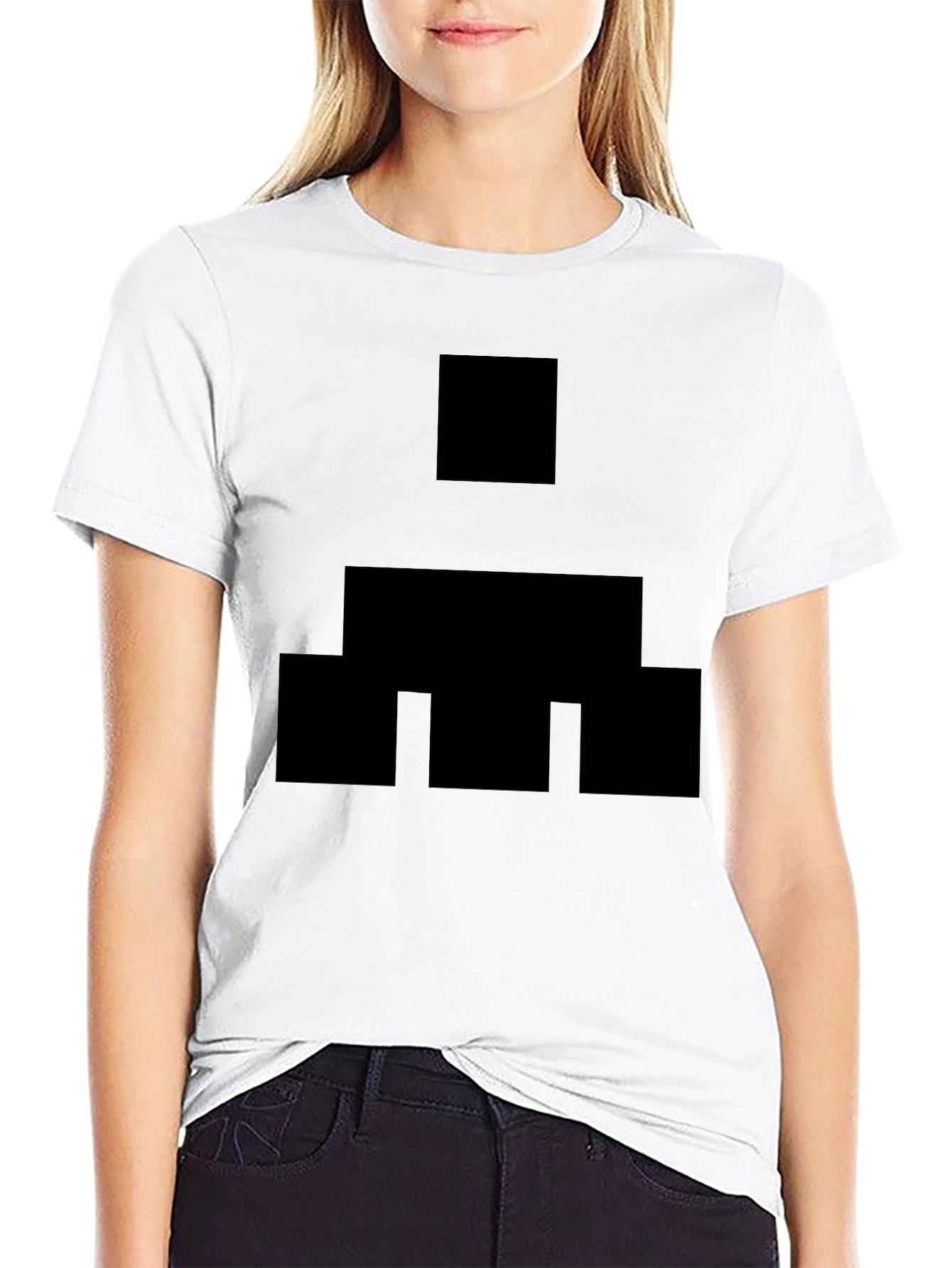 Black Geometric Pattern Black T-Shirt view 9