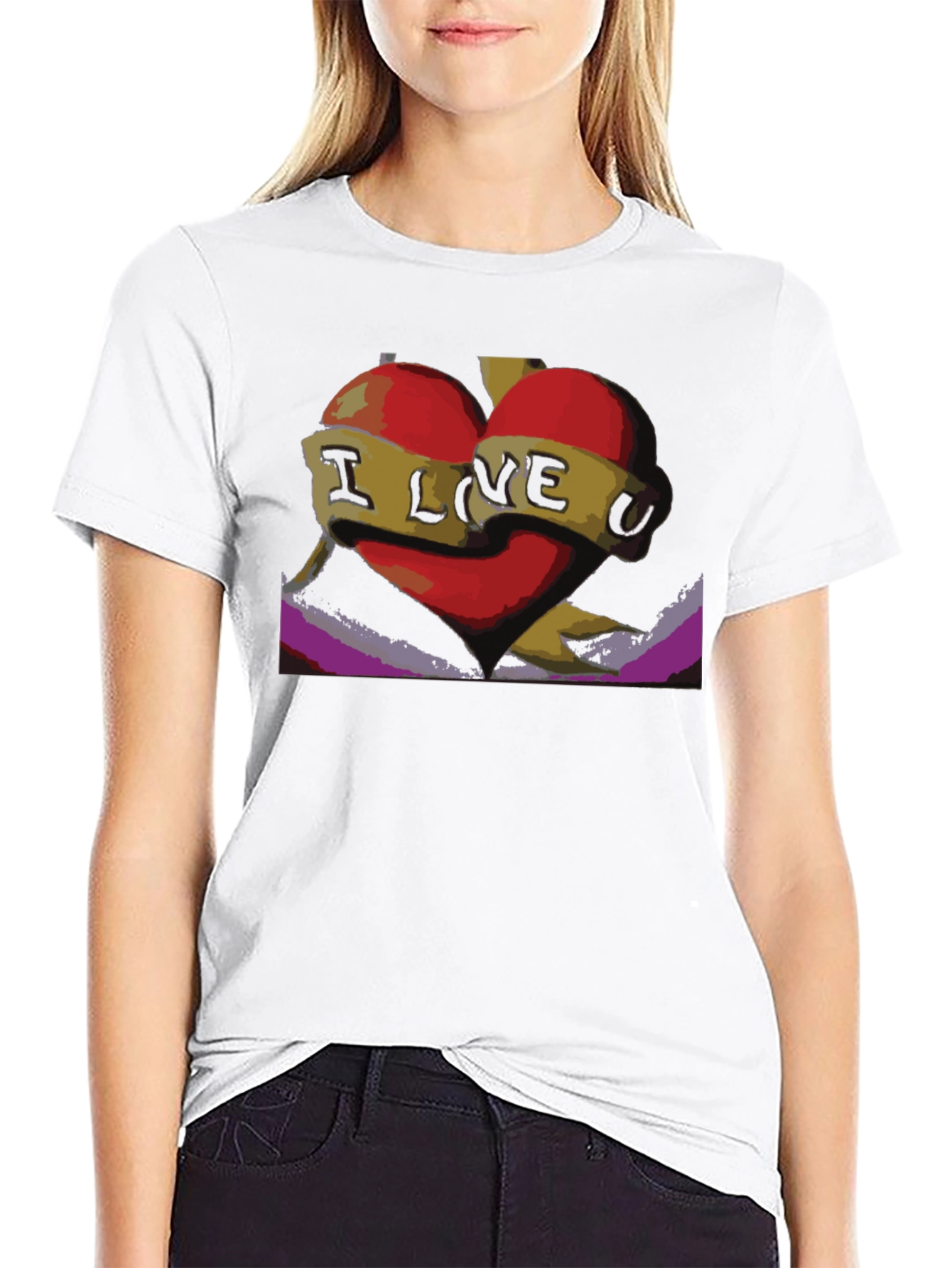 Black I Love U Heart Graphic Tee - Black view 9