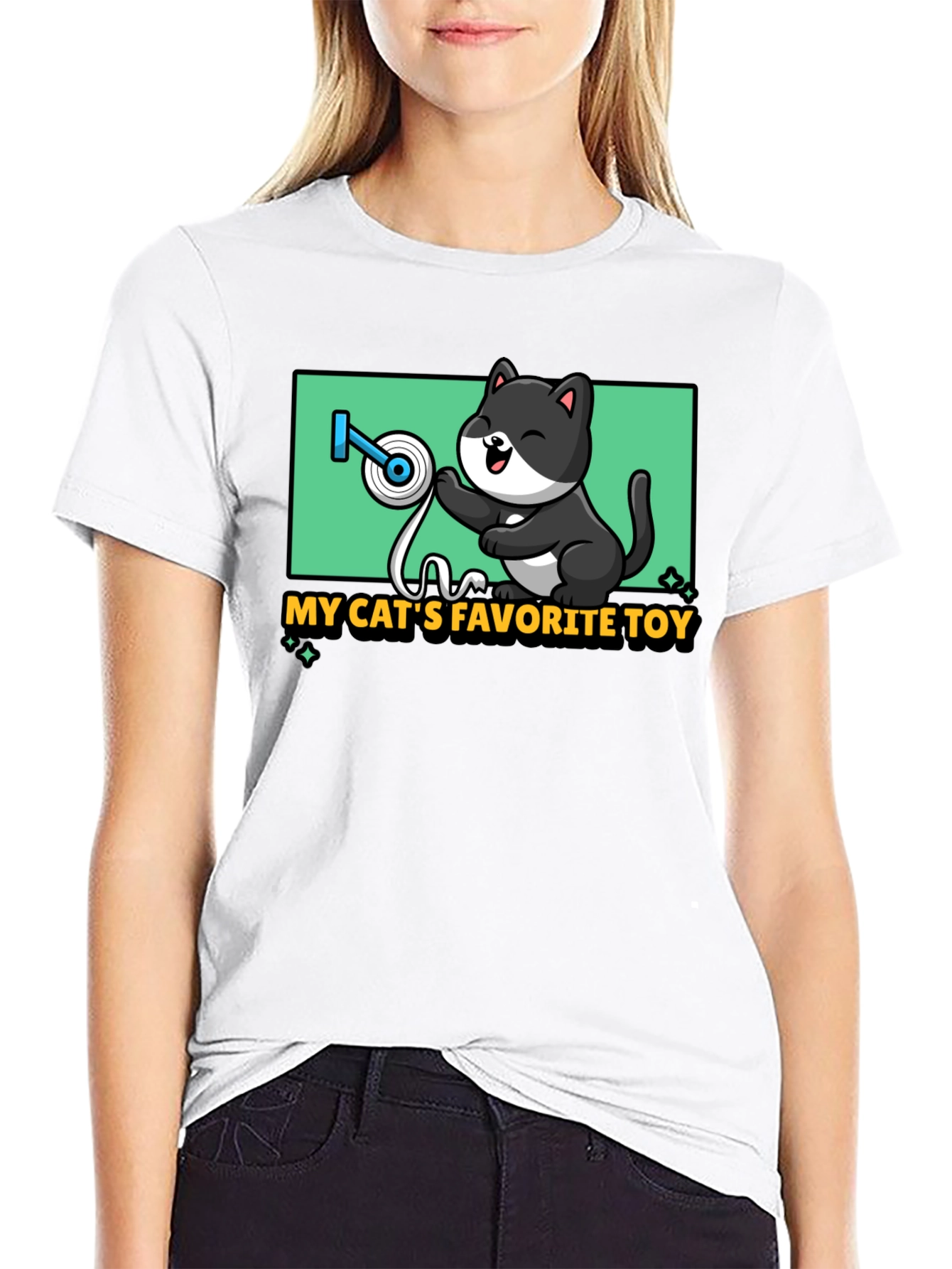 Black Cat's Favorite Toy T-Shirt - Humorous Pet Lover Tee view 9