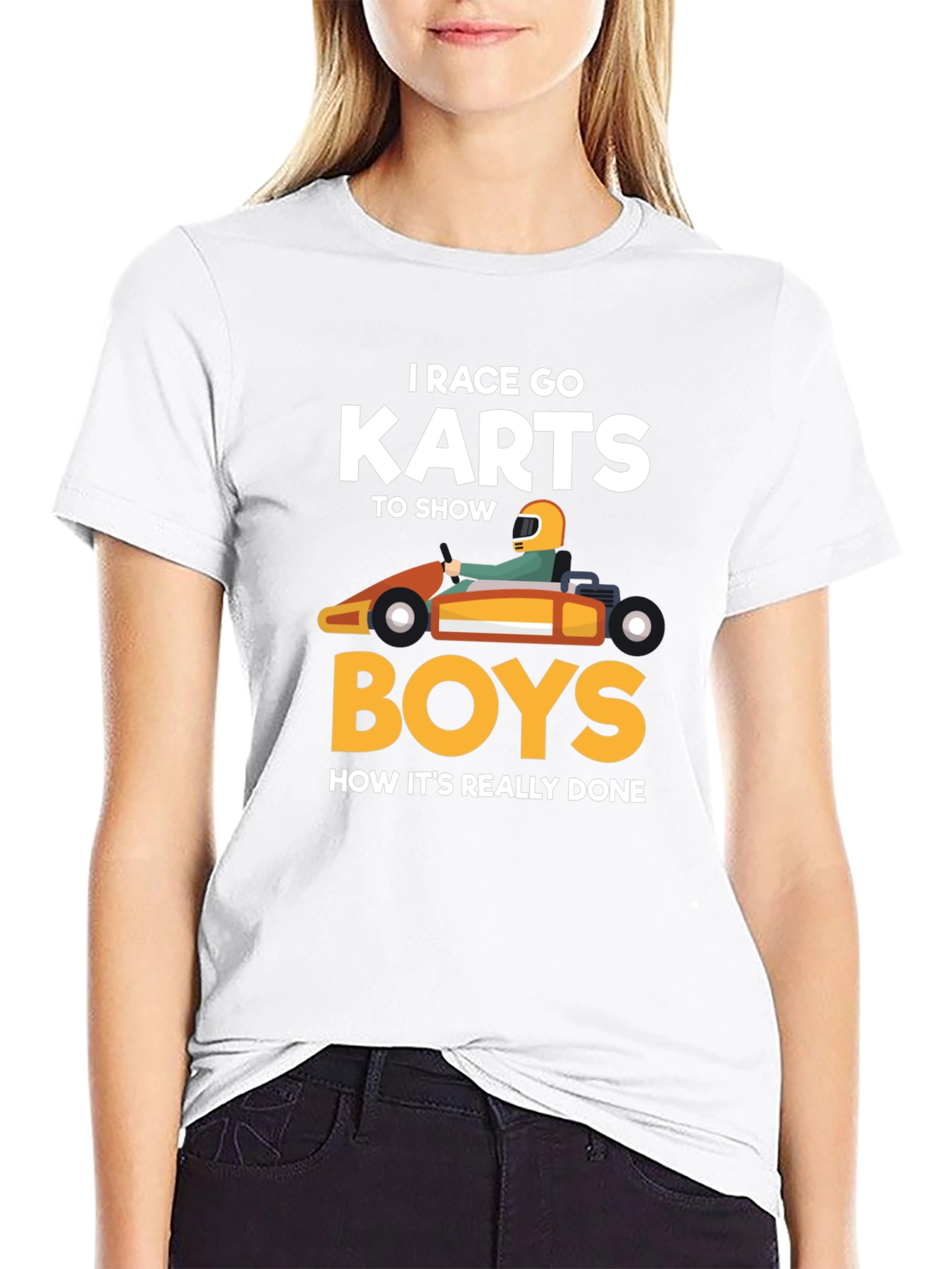 Black I Race Go Karts T-Shirt Funny Kart Racing Tee view 9