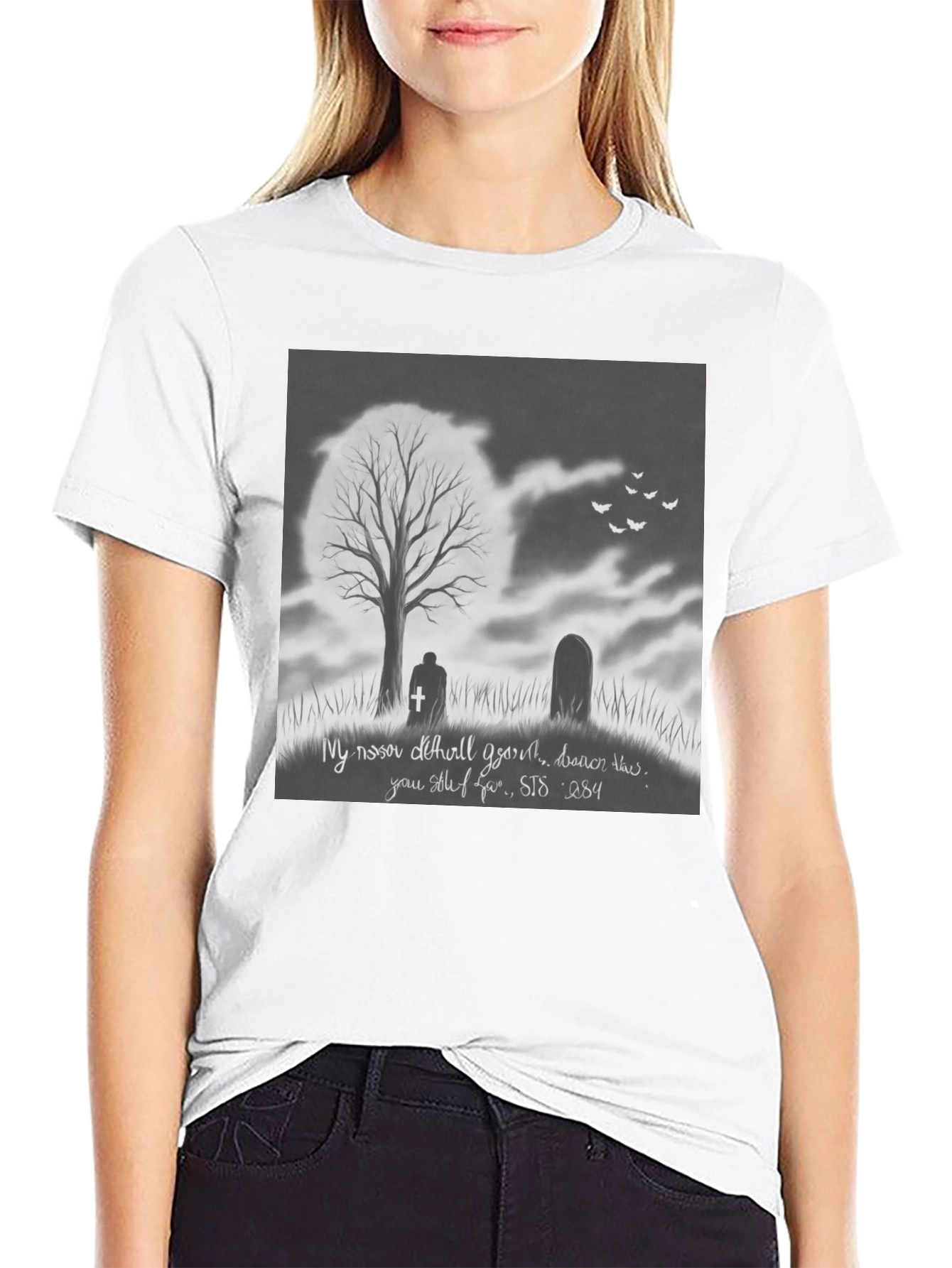 Black Gothic Graveyard T-Shirt - Dark Humor Tee view 9