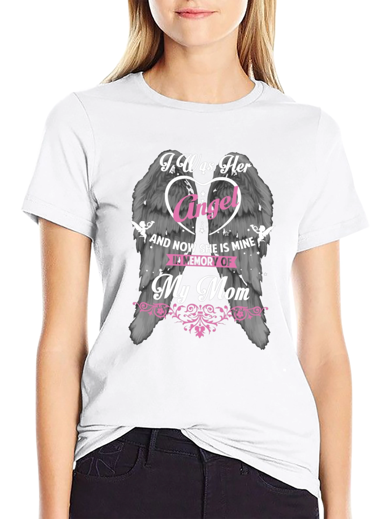Black I Was Her Angel Memorial T-Shirt view 9