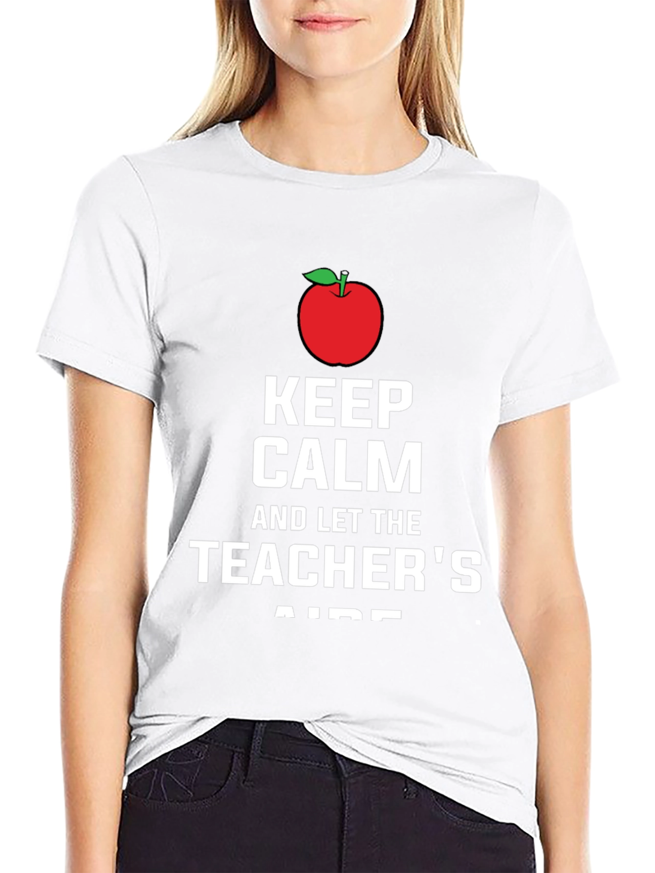 Black Keep Calm Teacher's Aide T-Shirt view 9