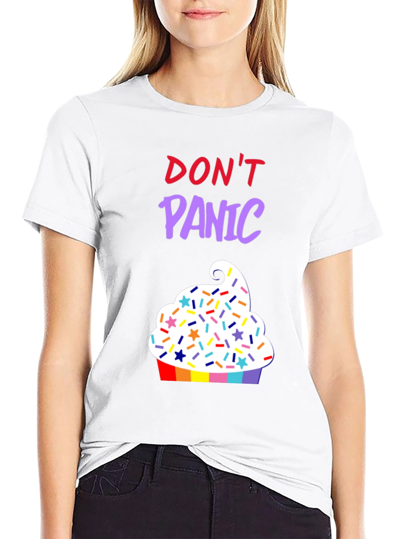 Black Don't Panic Cupcake T-Shirt view 9