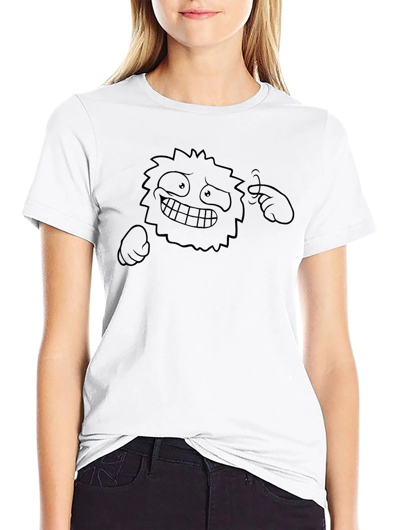 Black Funny Graphic Tee - Black Cartoon Monster T-Shirt view 9