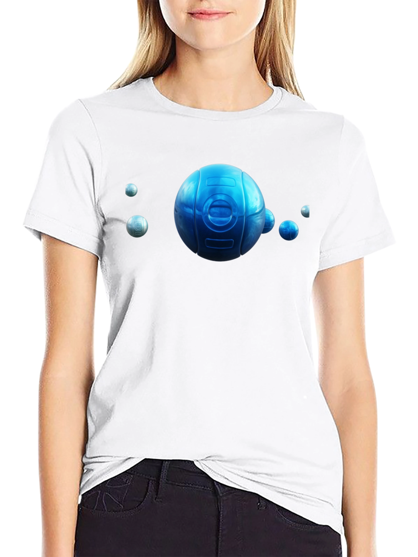 Black Blue Orb Graphic T-Shirt - Unique Design, Casual Wear view 9