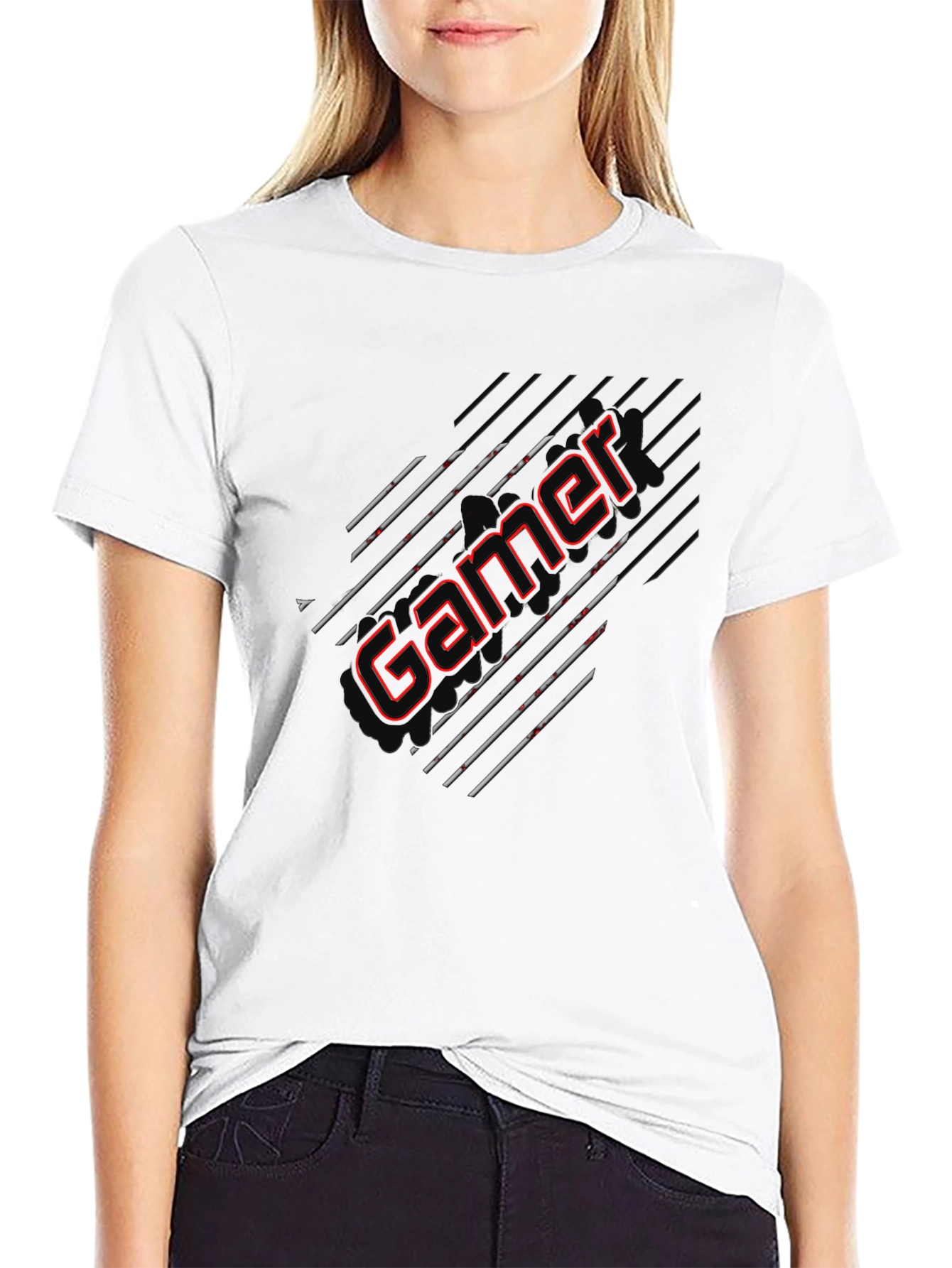 Black Gamer Graphic Tee - Black Cotton Blend view 9