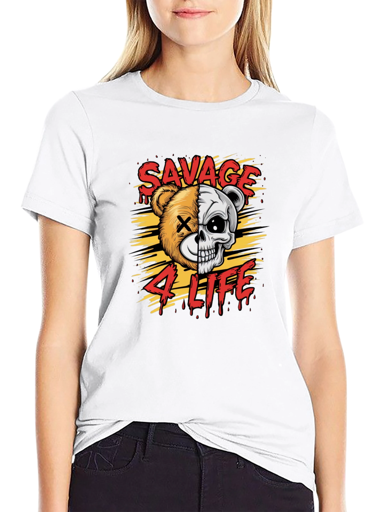 Black Savage 4 Life Graphic Print T-Shirt view 9
