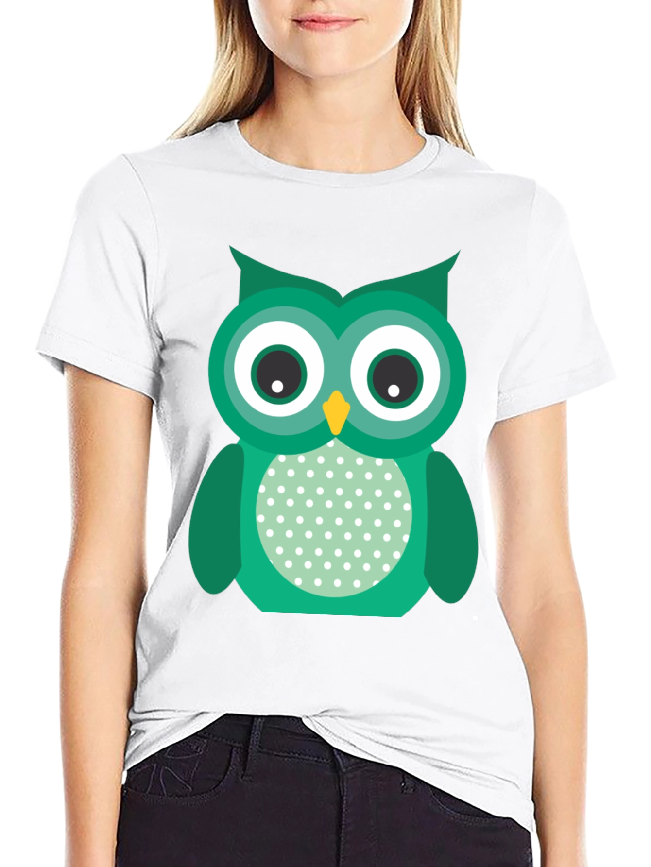 Black Cute Owl Graphic Print Black T-Shirt view 9
