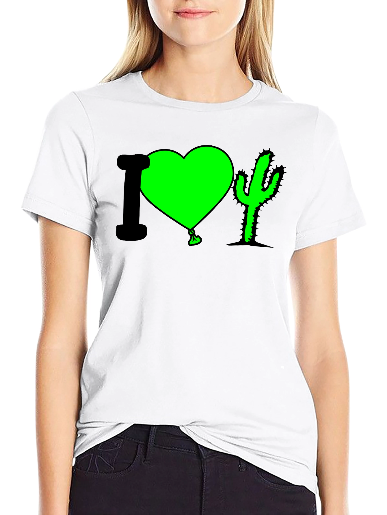 Black I Heart Cactus T-Shirt - Fun Graphic Tee view 9