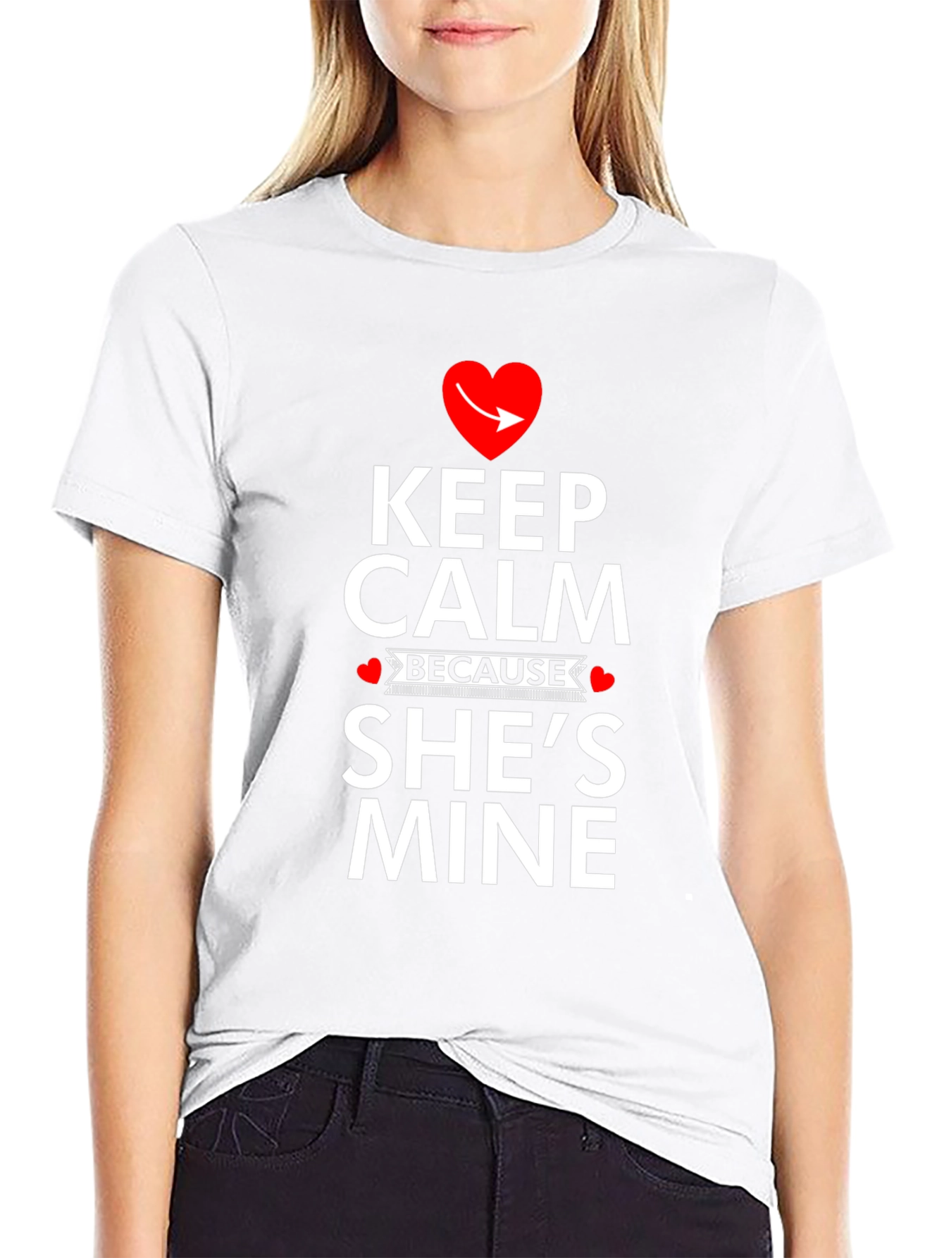 Black Keep Calm She's Mine T-Shirt - Funny Novelty Tee view 9