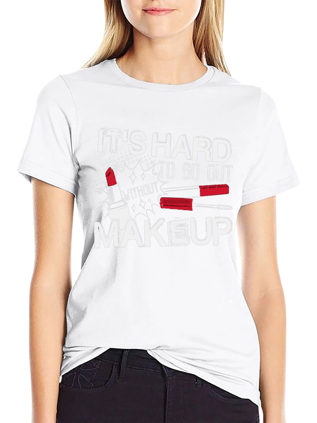 Black Makeup Graphic Tee - It's Hard To Go Out view 9