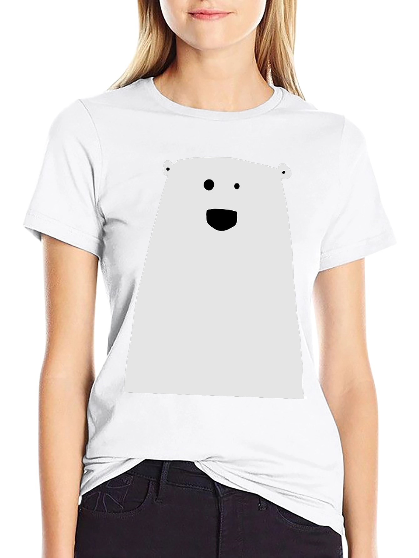 Black Funny Minimalist Bear Graphic Black T-Shirt view 9