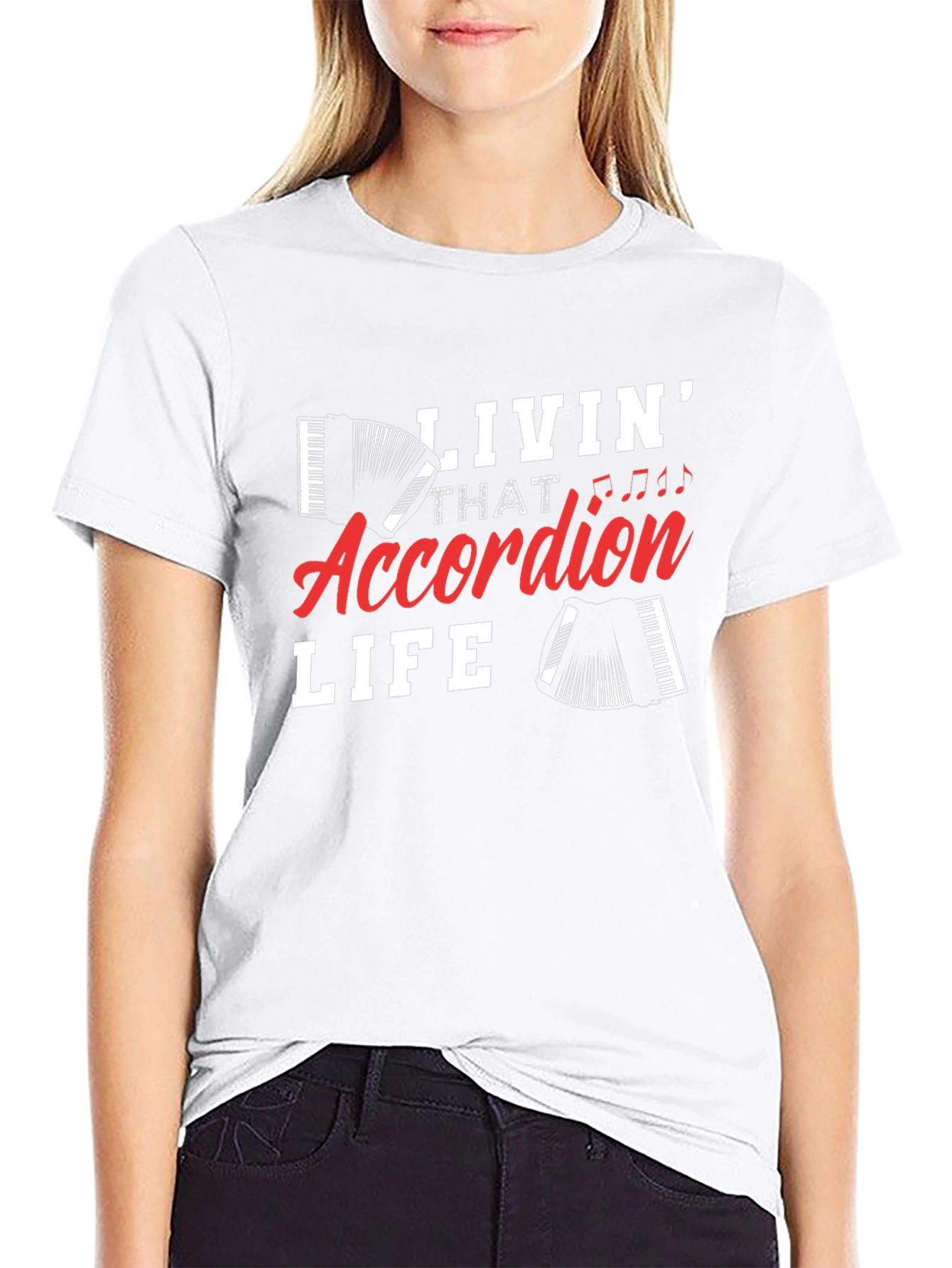 Black Accordion Life Graphic Tee - Musician T-Shirt view 9