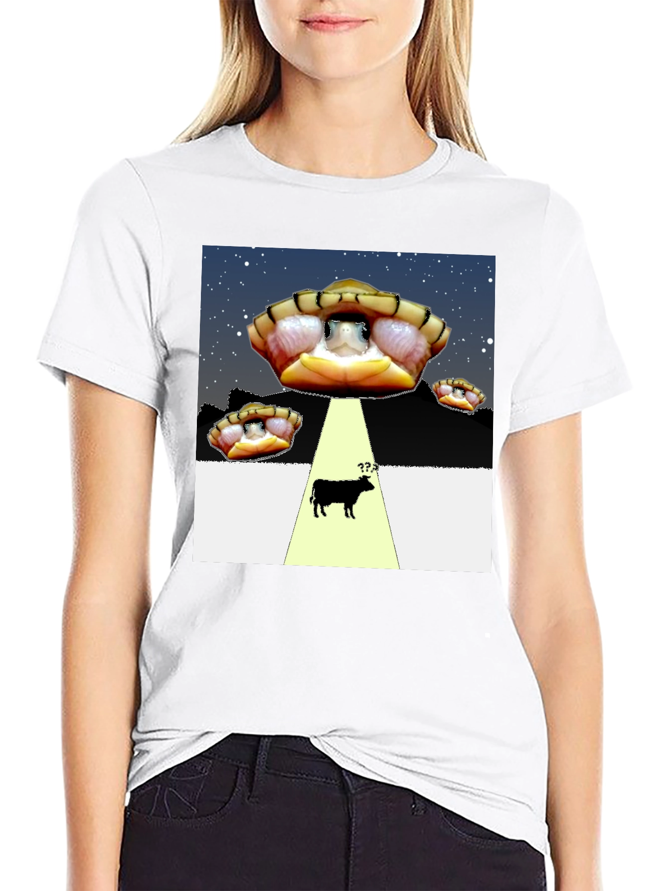 Black UFO Turtle Abduction T-Shirt view 9