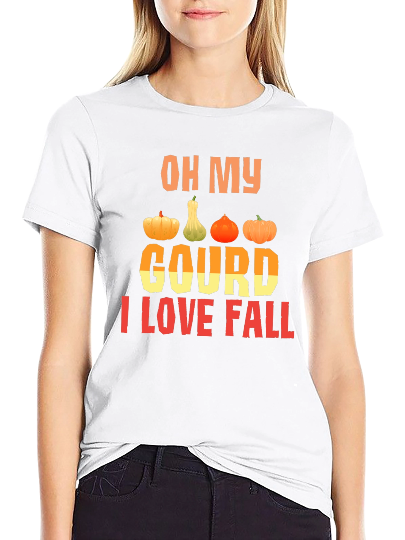 Black Oh My Gourd I Love Fall T-Shirt view 9