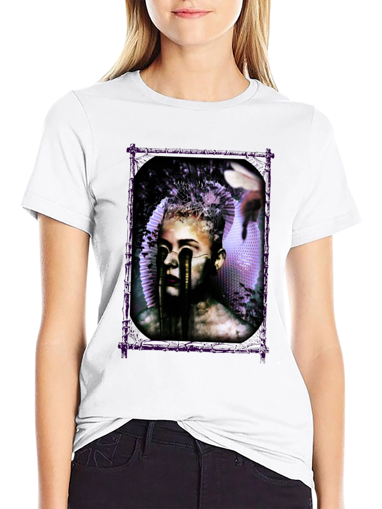 Black Artistic Graphic Print Tee view 9