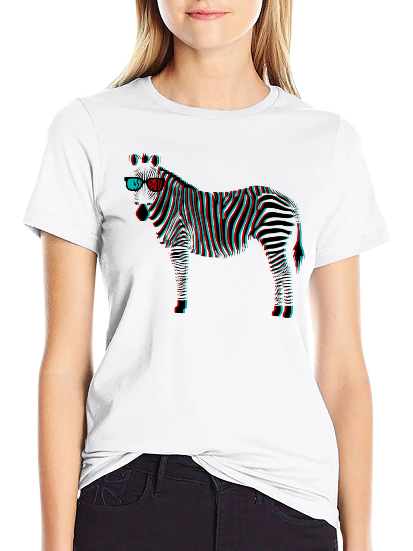 Black 3D Zebra Graphic Tee - Black view 9