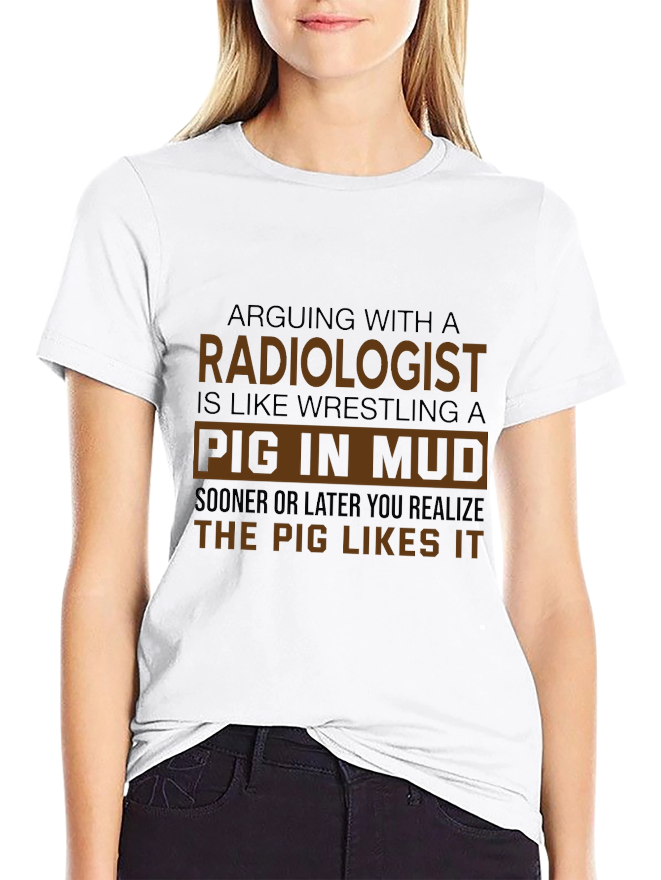 Black Radiologist Pig in Mud Humor T-Shirt view 9