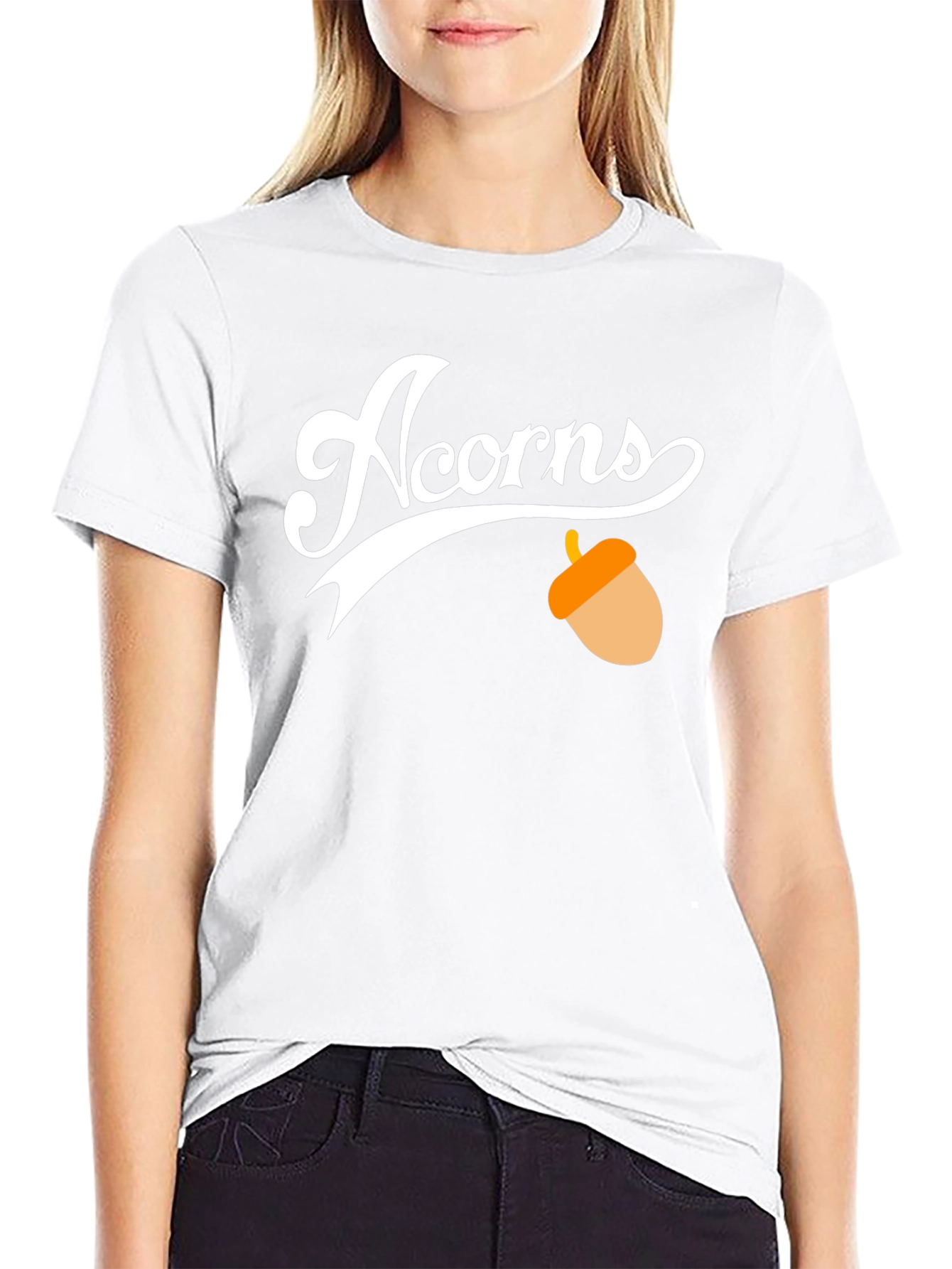 Black Acorns Graphic Tee - Black Cotton Casual T-Shirt view 9