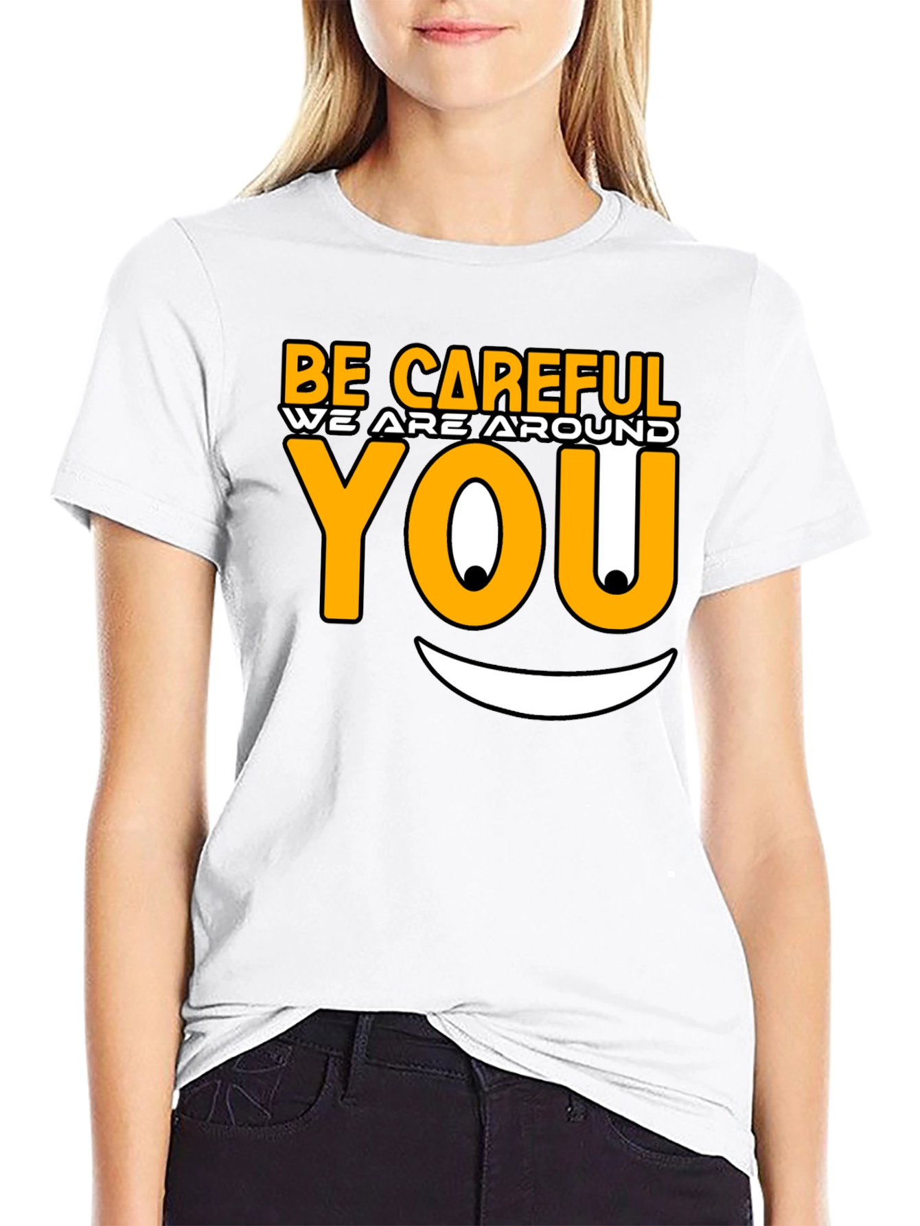 Black Be Careful Graphic T-Shirt - Funny Novelty Tee view 9