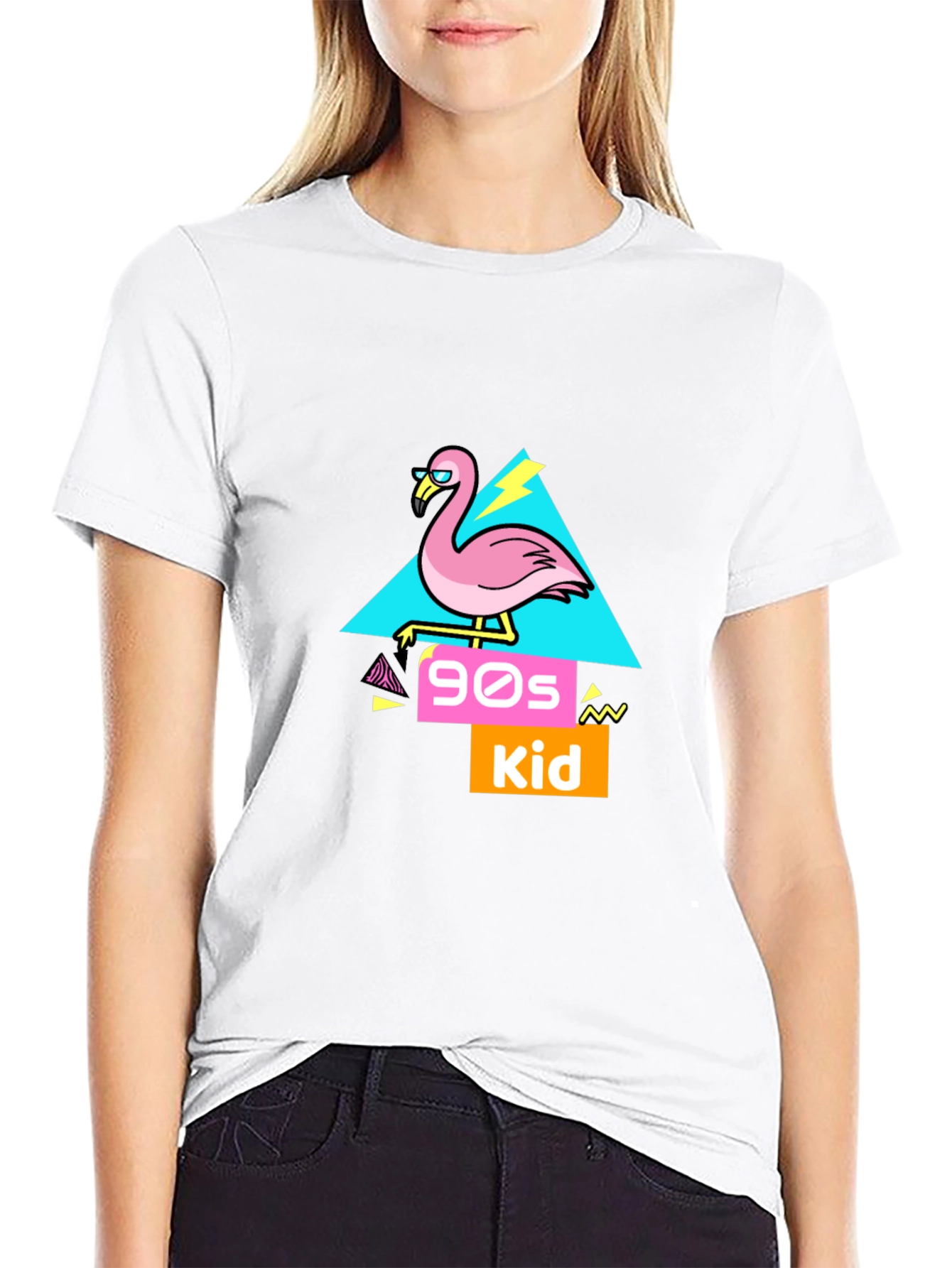 Black 90s Kid Flamingo T-Shirt view 9