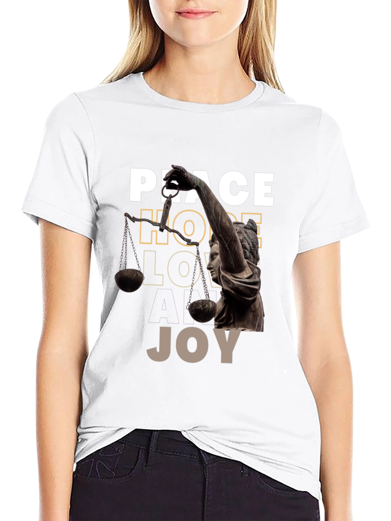 Black Peace Hope Love Joy Graphic Tee view 9