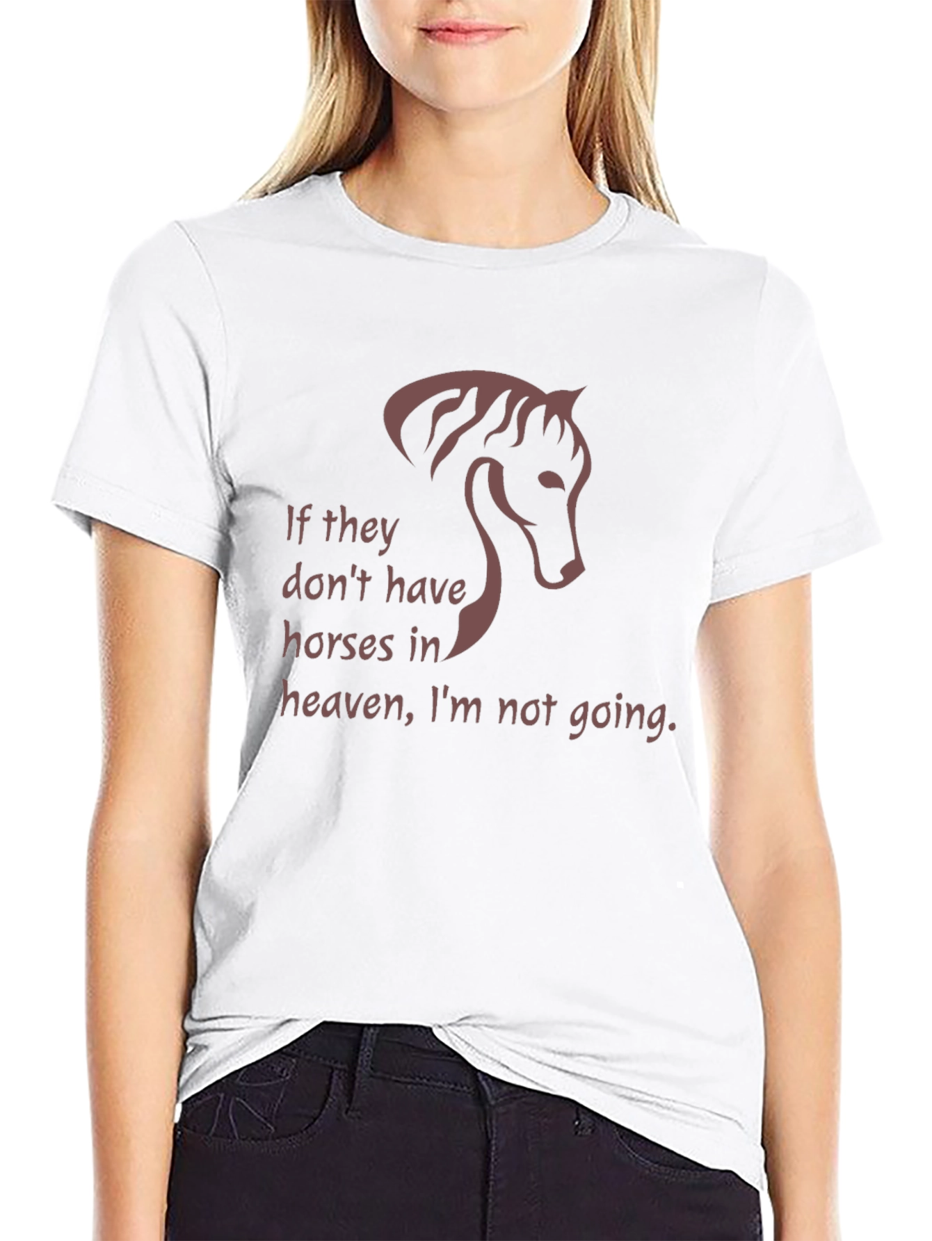 Black Horse Lover Tee - "If They Don't Have Horses in Heaven" T-Shirt view 9