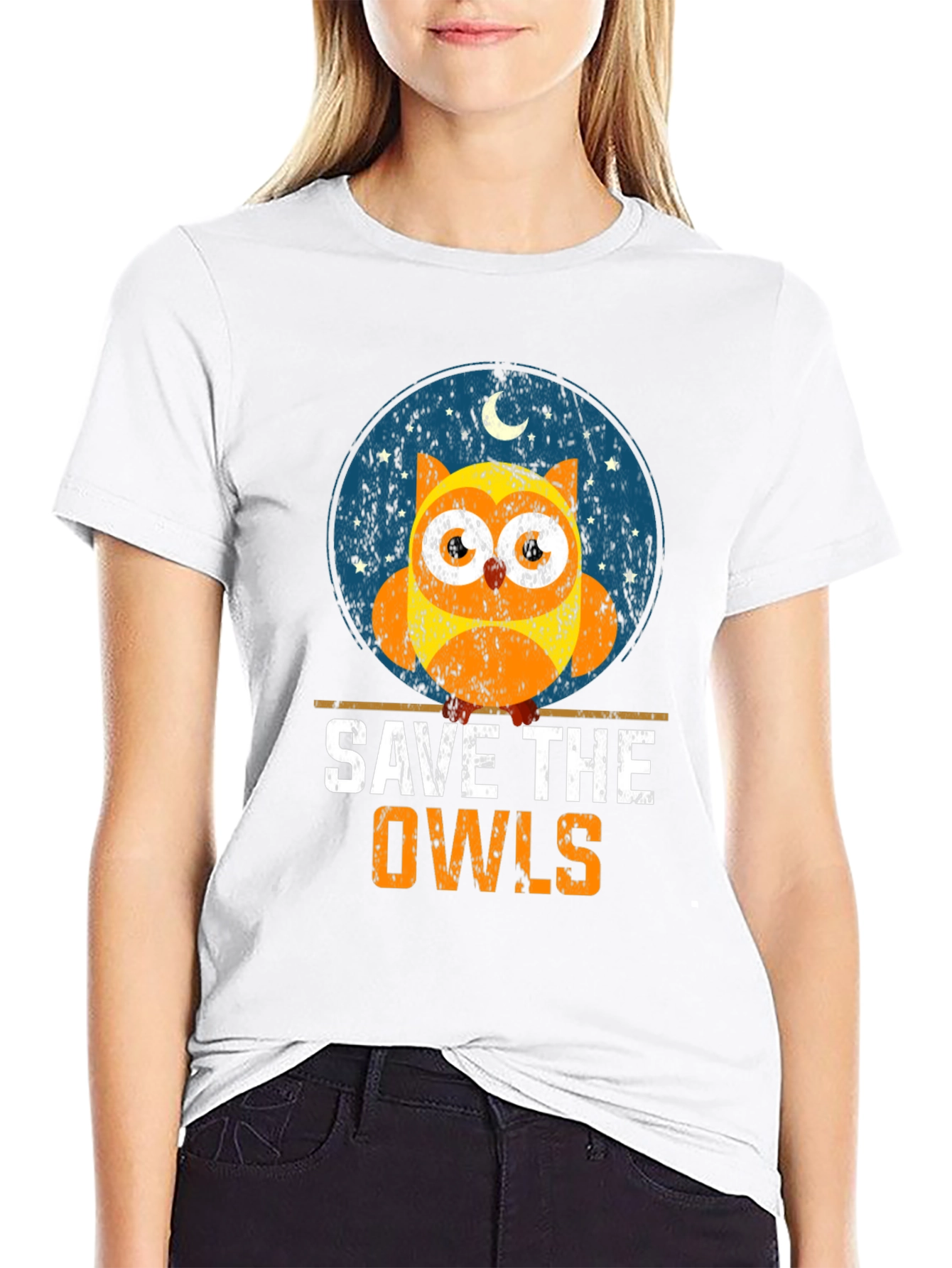 Black Save the Owls T-Shirt: Cute Owl Graphic Tee view 9