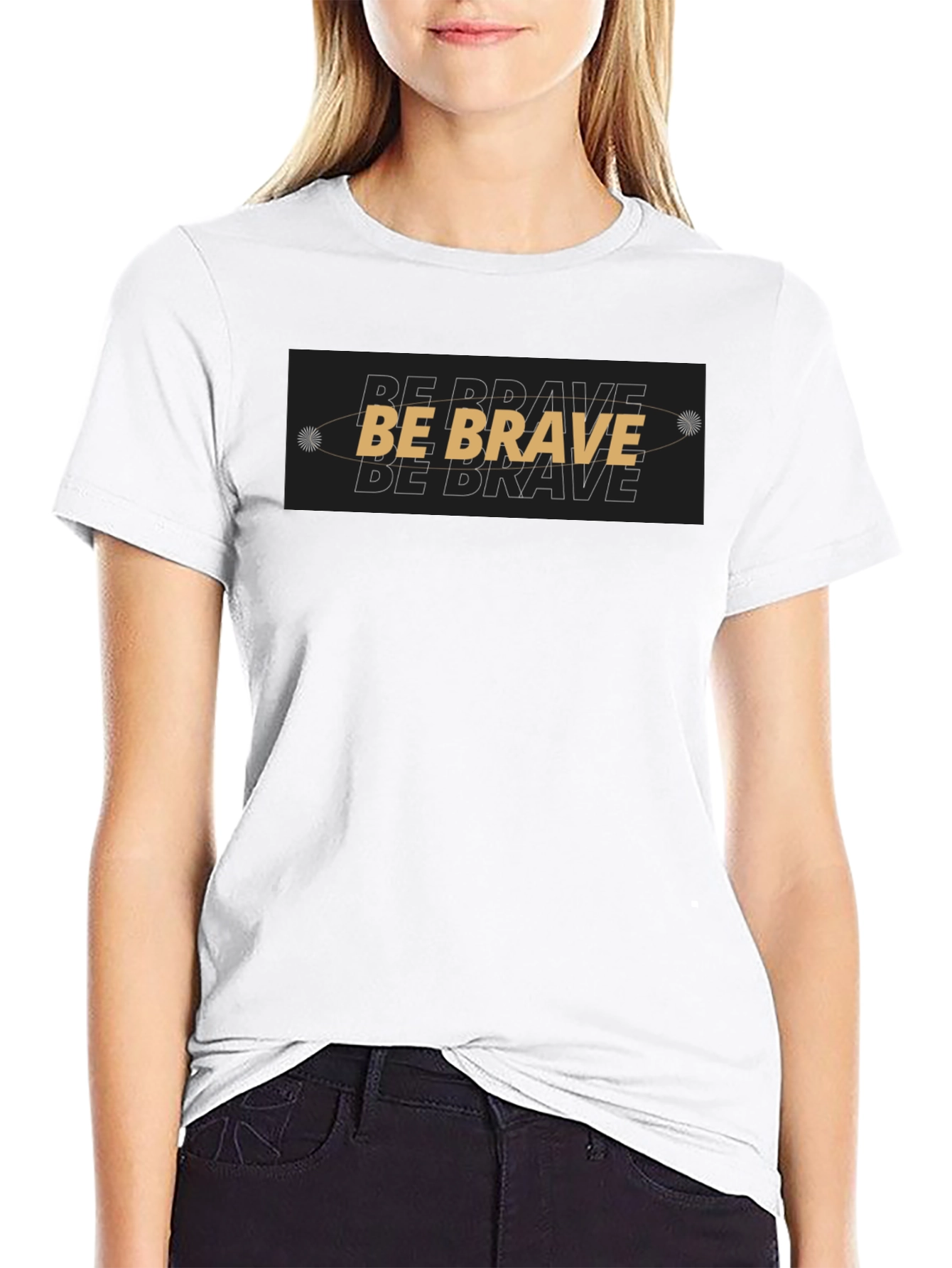 Black Be Brave Graphic Black T-Shirt view 9