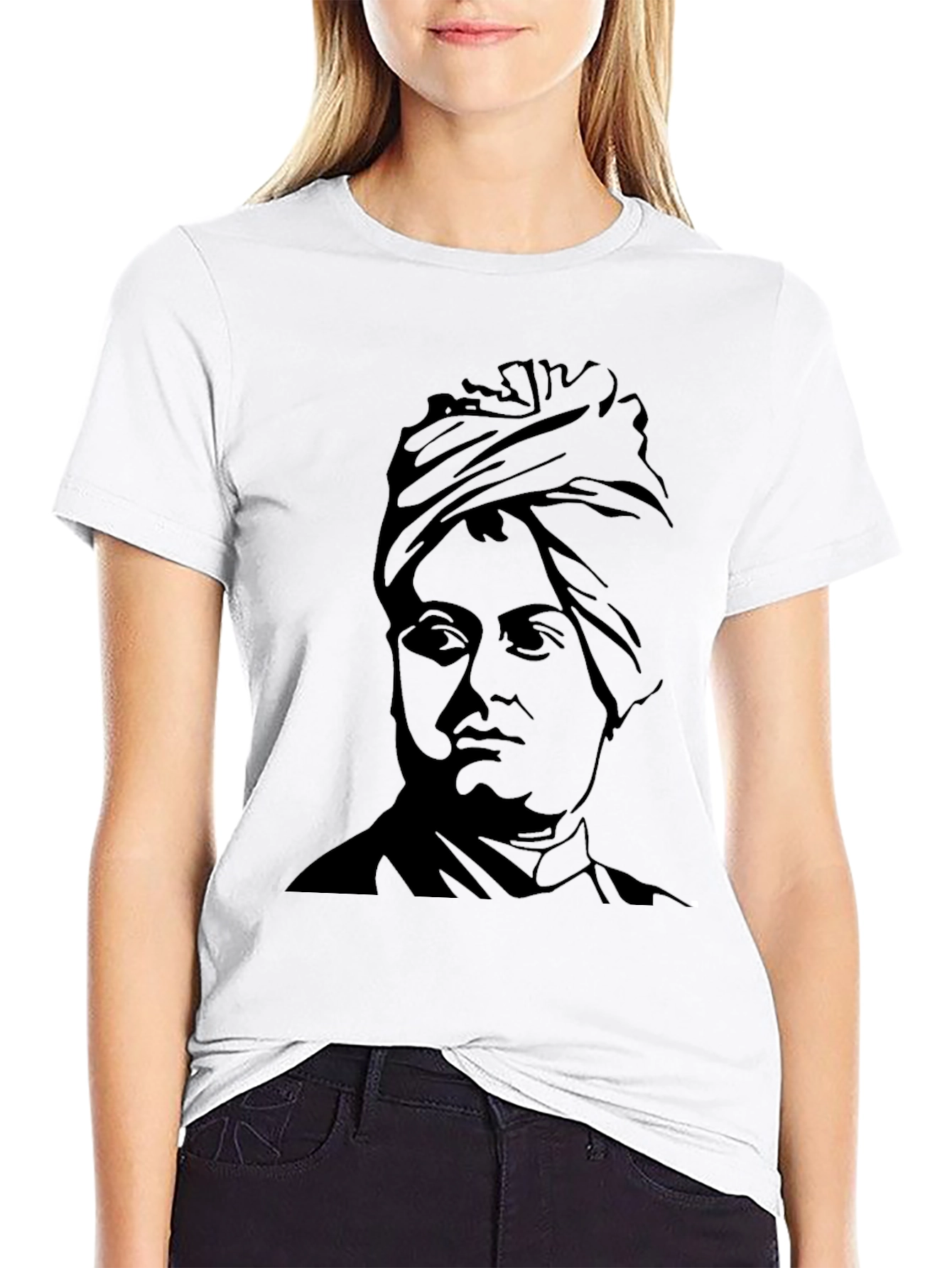 Black Black T-Shirt with Portrait Graphic view 9